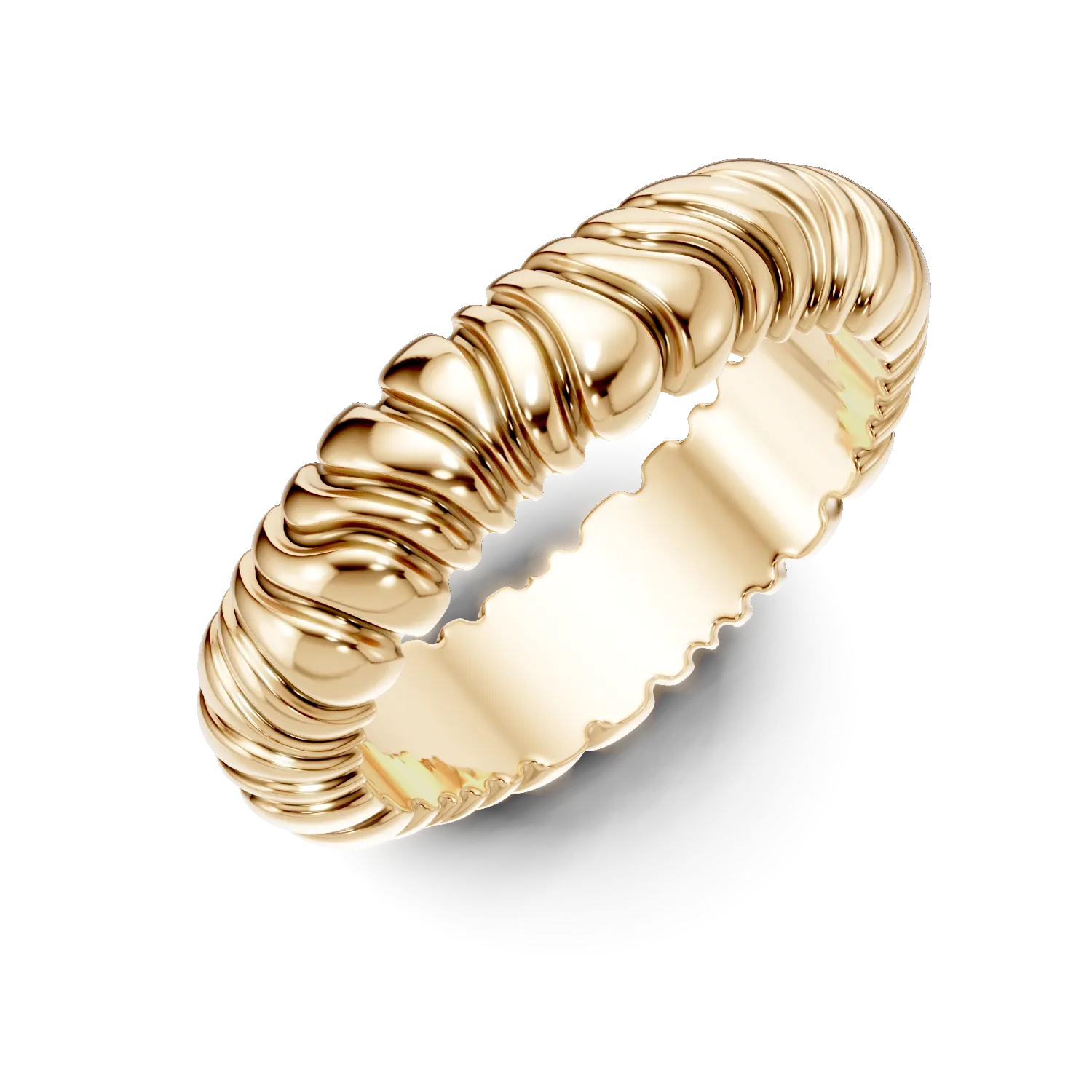 Inel cu striatii din argint galben