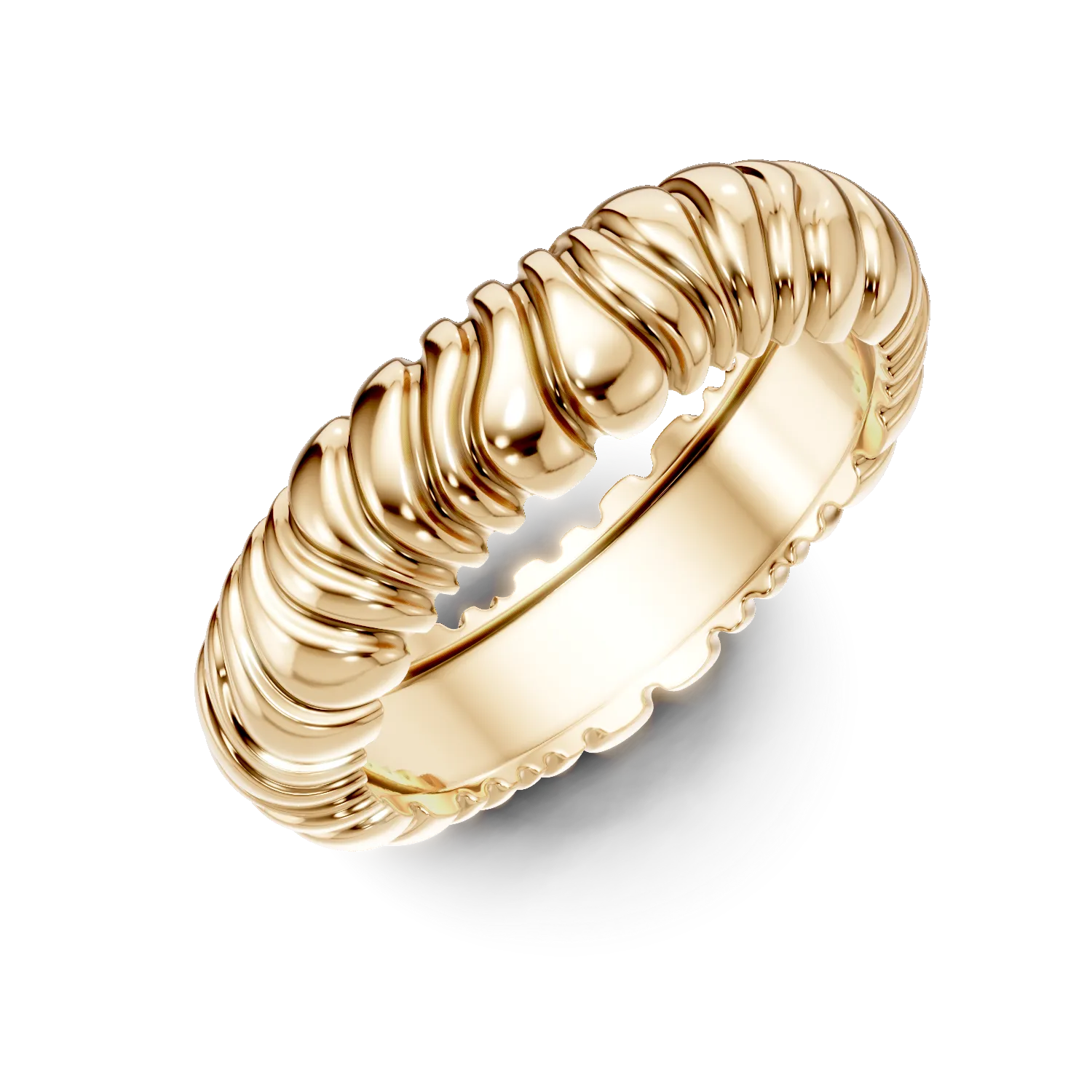 Inel cu striatii din argint galben