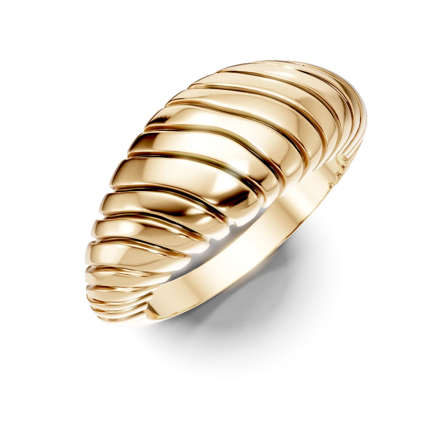 Inel cu striatii din argint galben