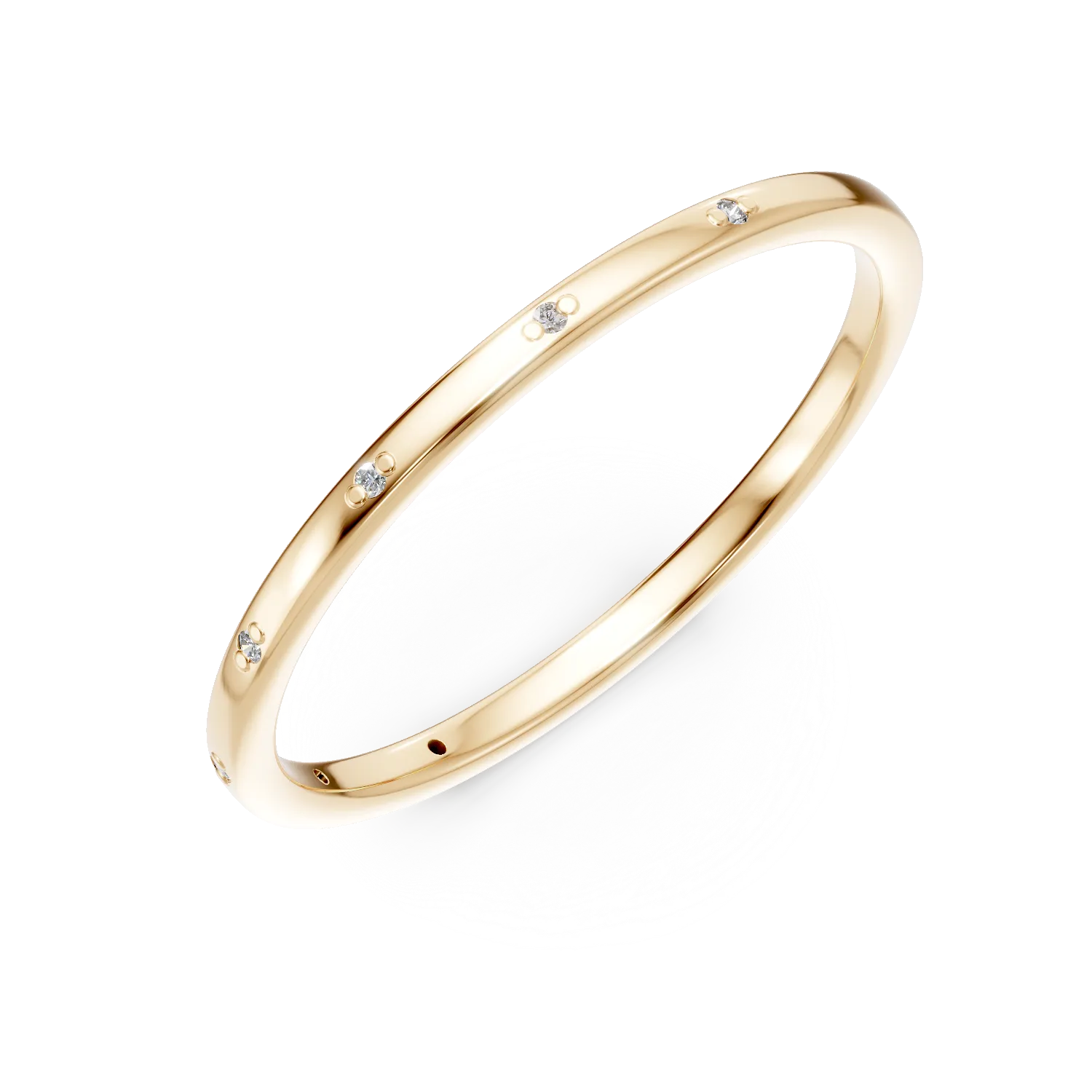 Inel minimalist din argint galben cu zirconii