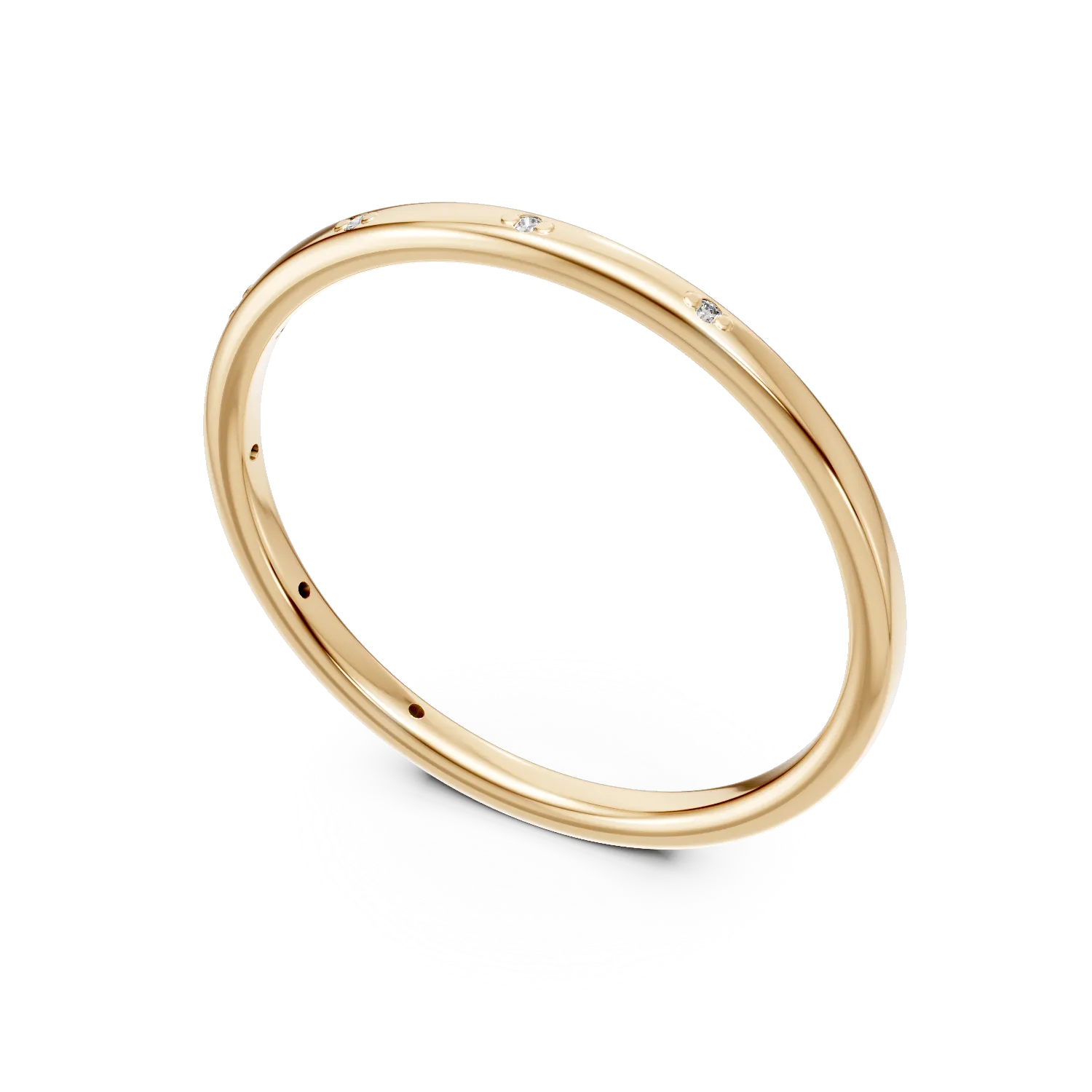 Inel minimalist din argint galben cu zirconii