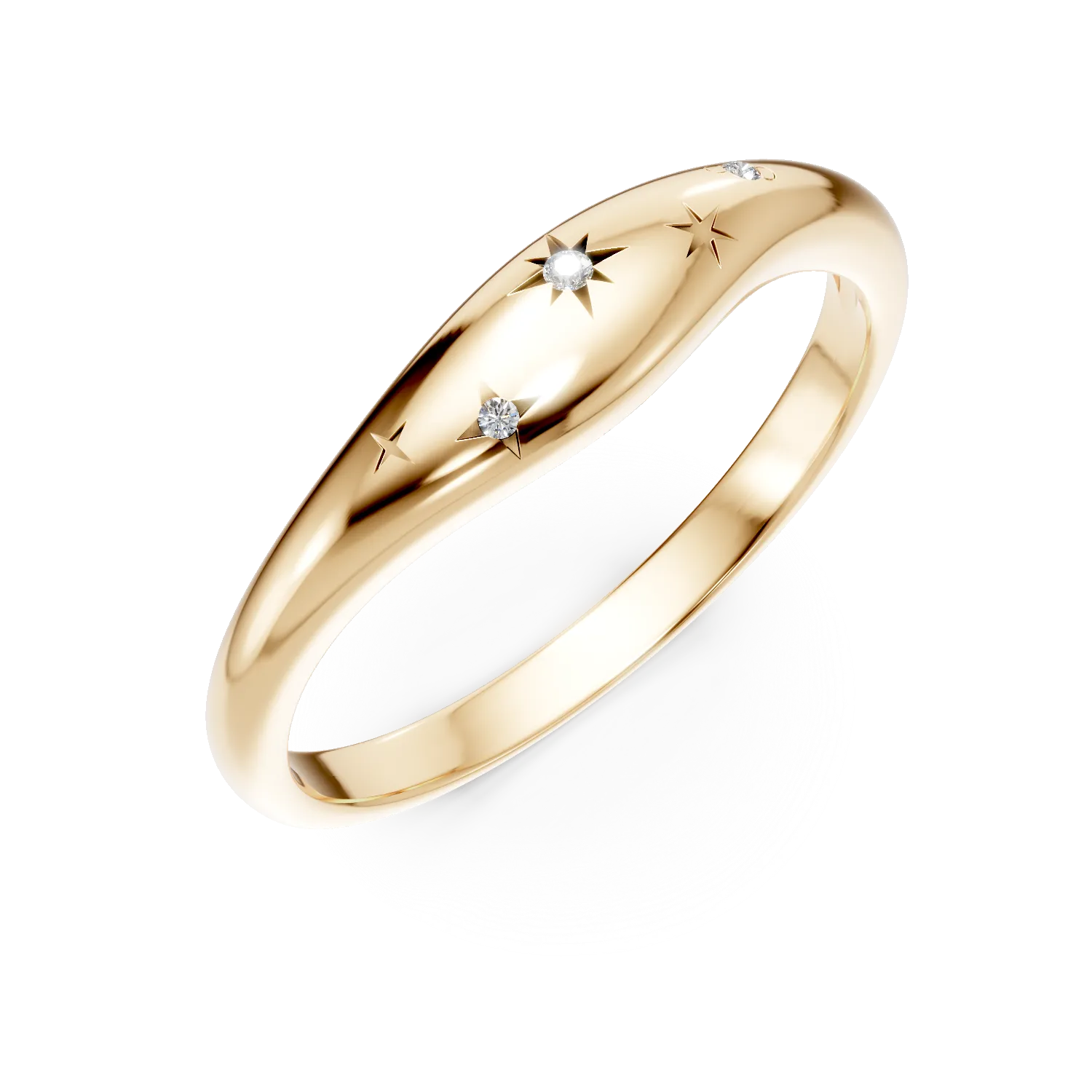 Inel din argint galben cu stelute si zirconii