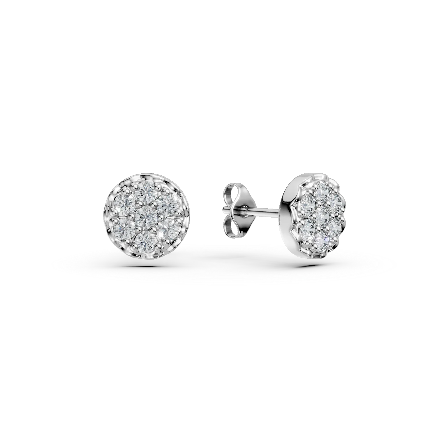Cercei stud din aur alb cu diamante de 0.1ct create in laborator
