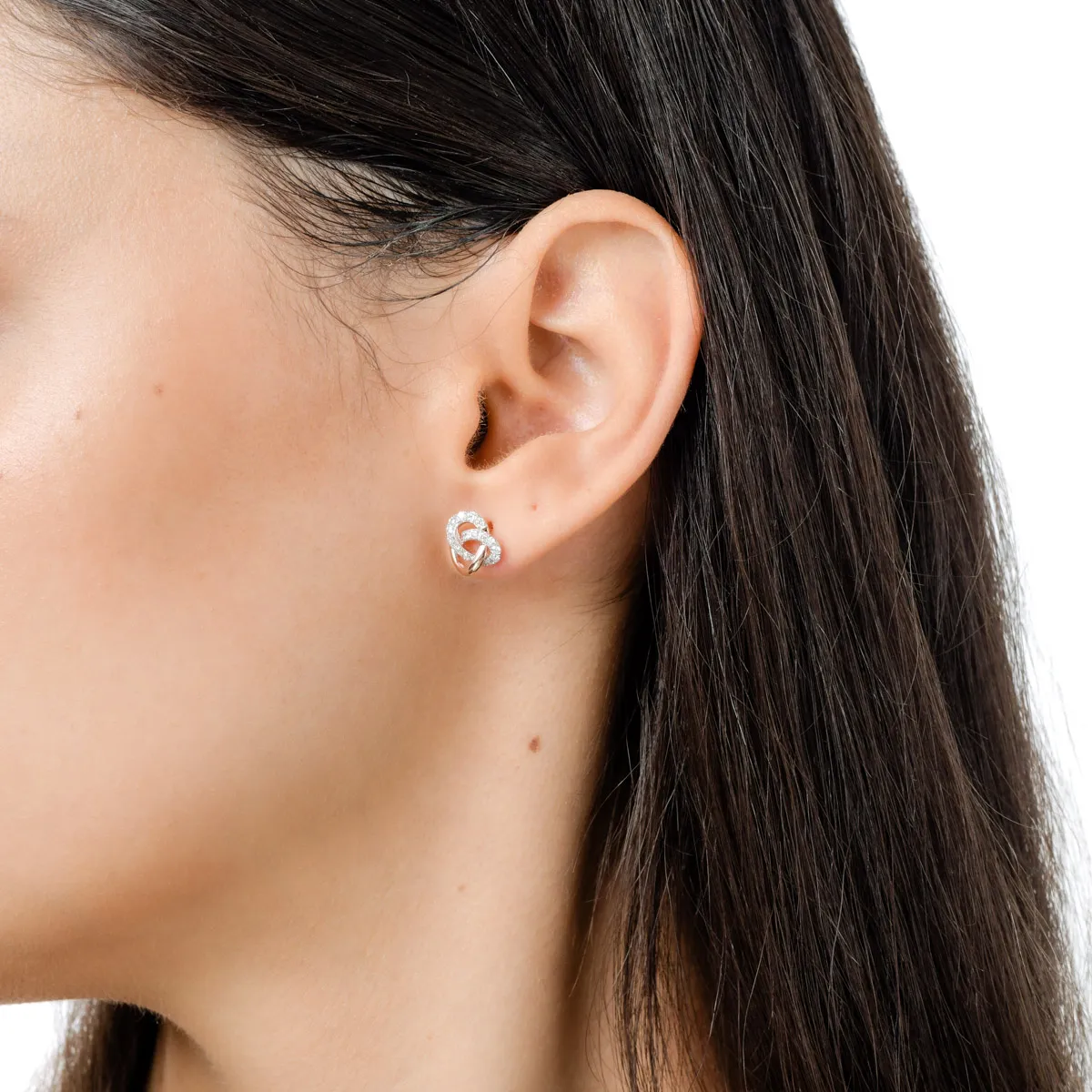 Cercei stud din aur roz cu diamante create in laborator de 0.3ct