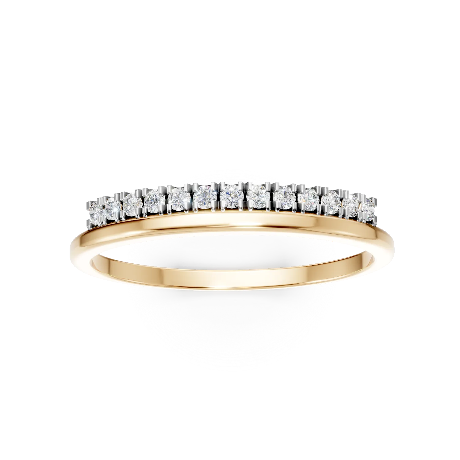 Inel minimalist din aur galben cu diamante de 0.1ct create in laborator