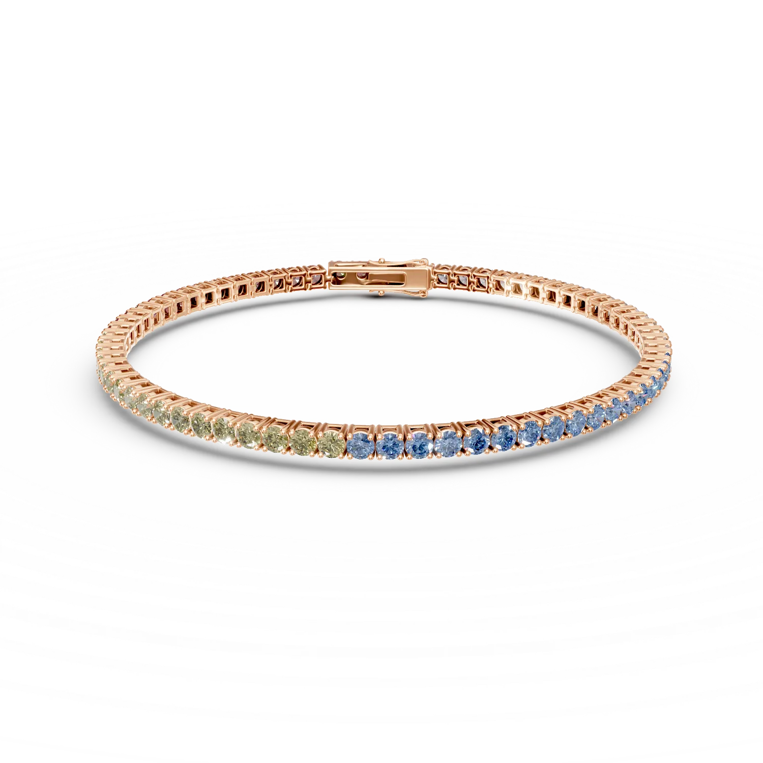 Bratara tennis din argint roz cu zirconii multicolore