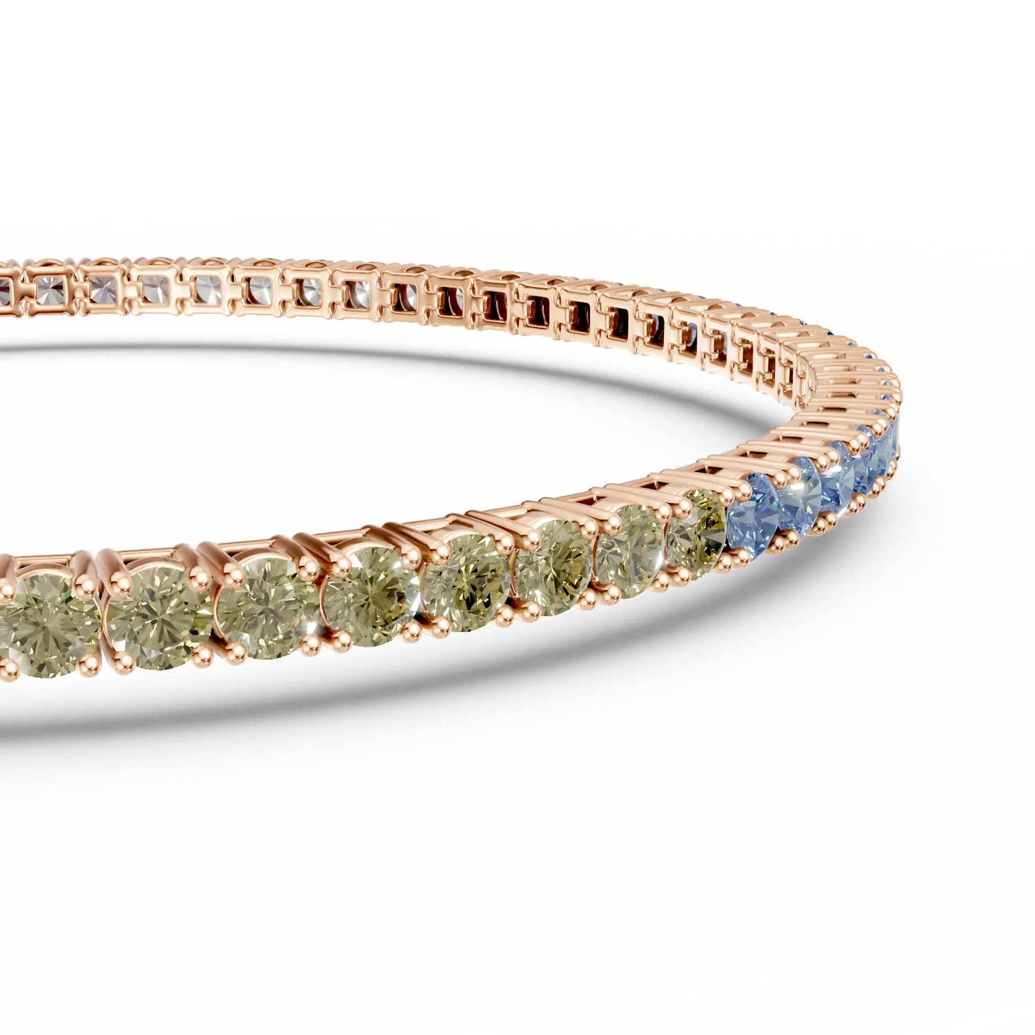 Bratara tennis din argint roz cu zirconii multicolore