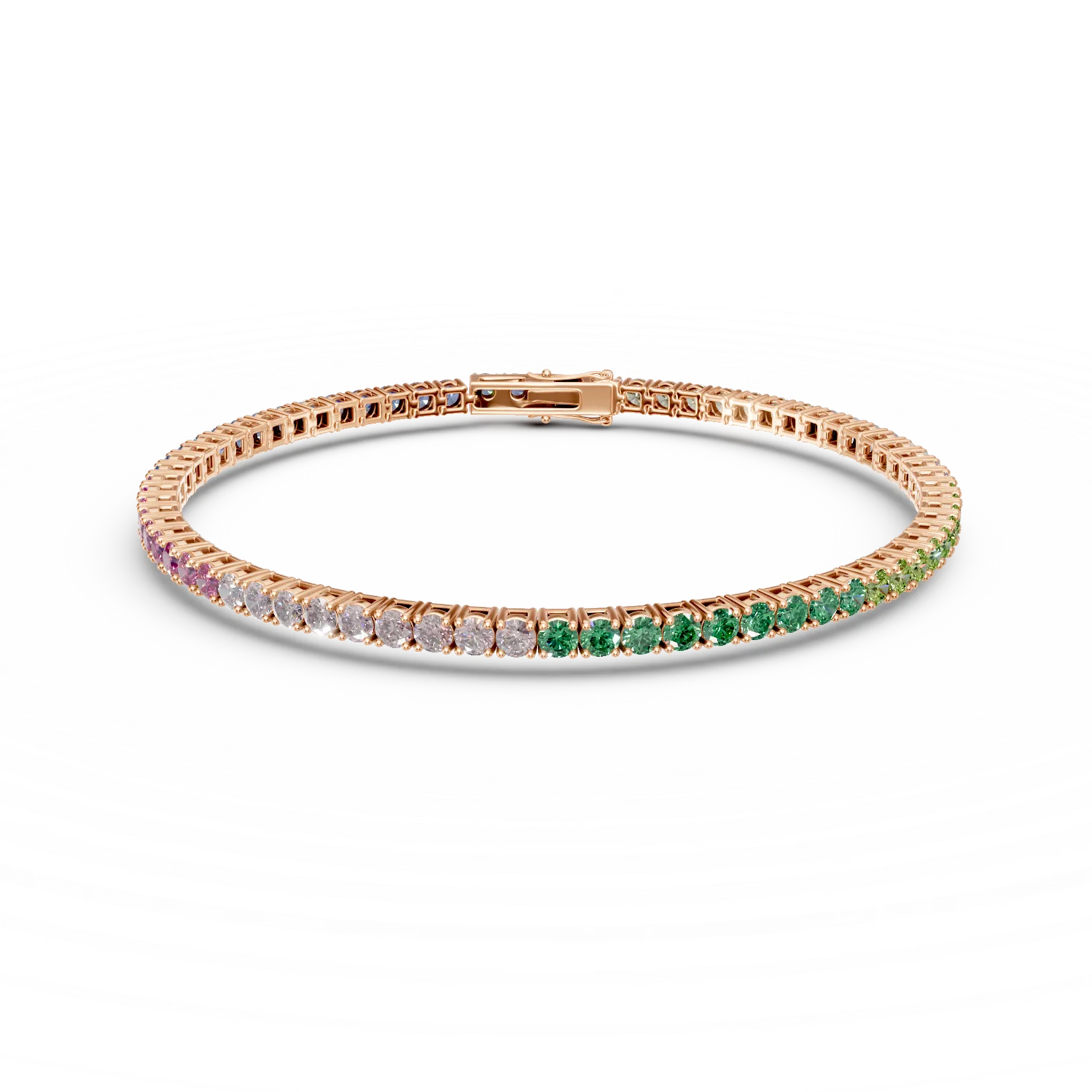 Bratara tennis din argint roz cu zirconii multicolore