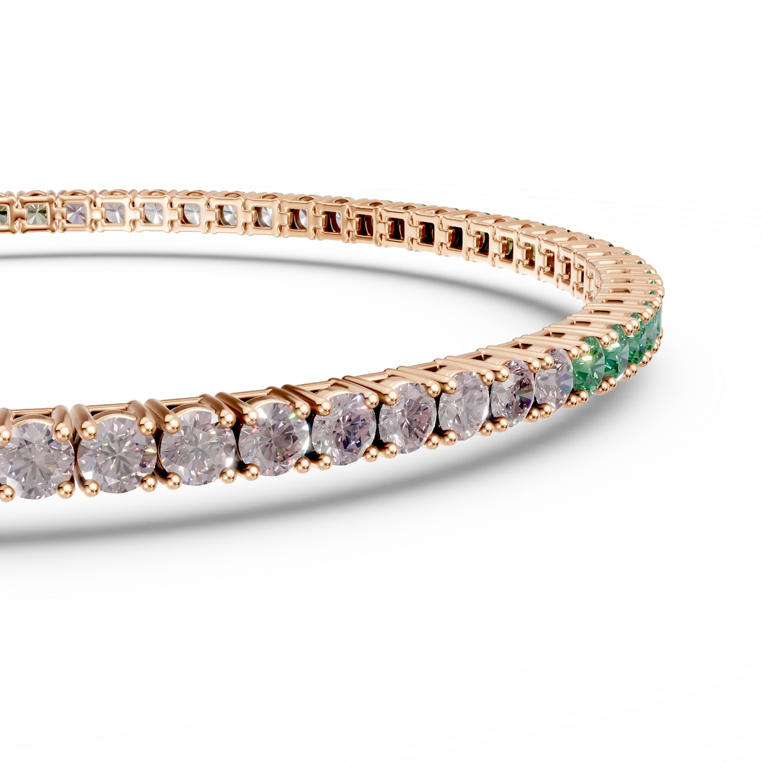 Bratara tennis din argint roz cu zirconii multicolore