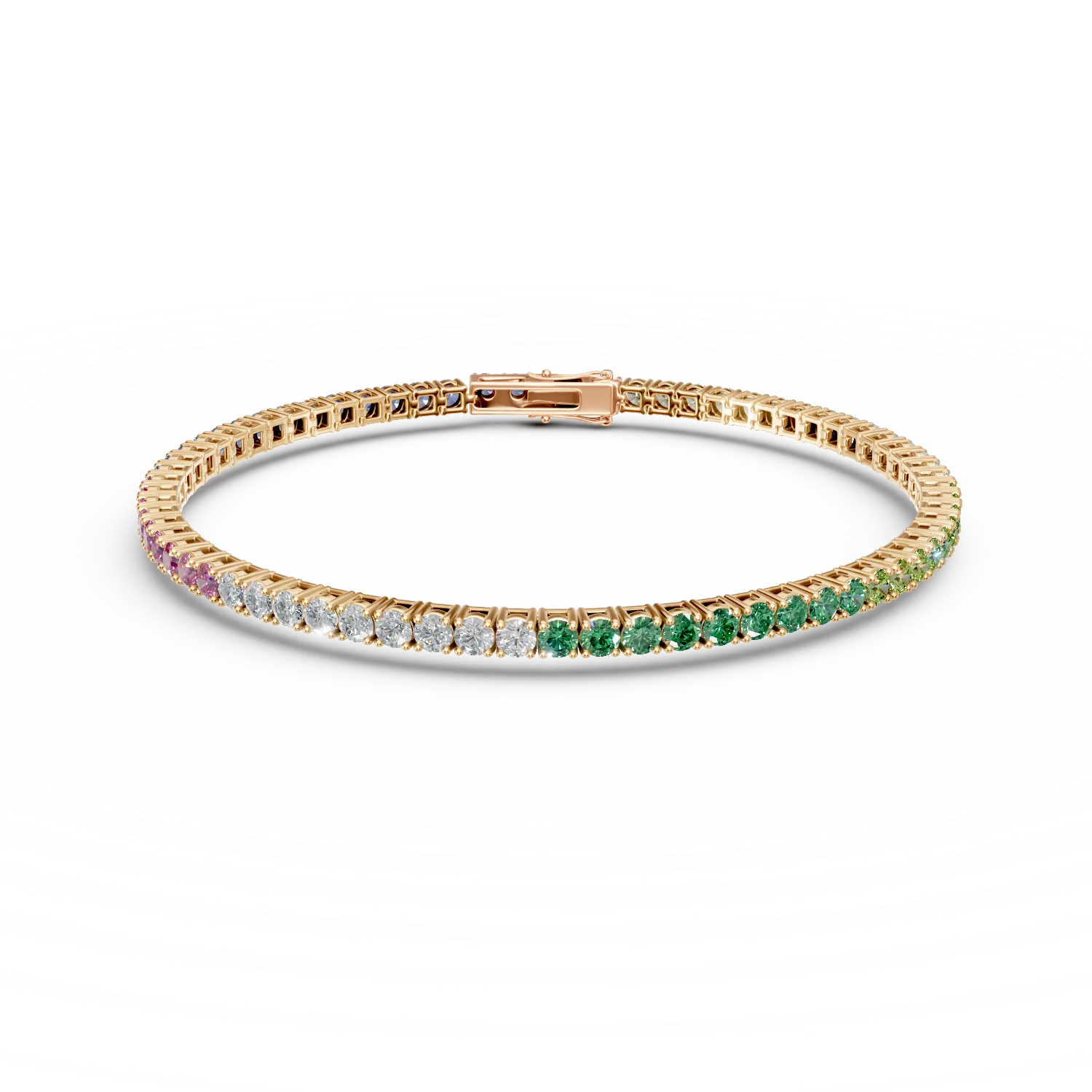 Bratara tennis din argint galben cu zirconii multicolore - imagine 6