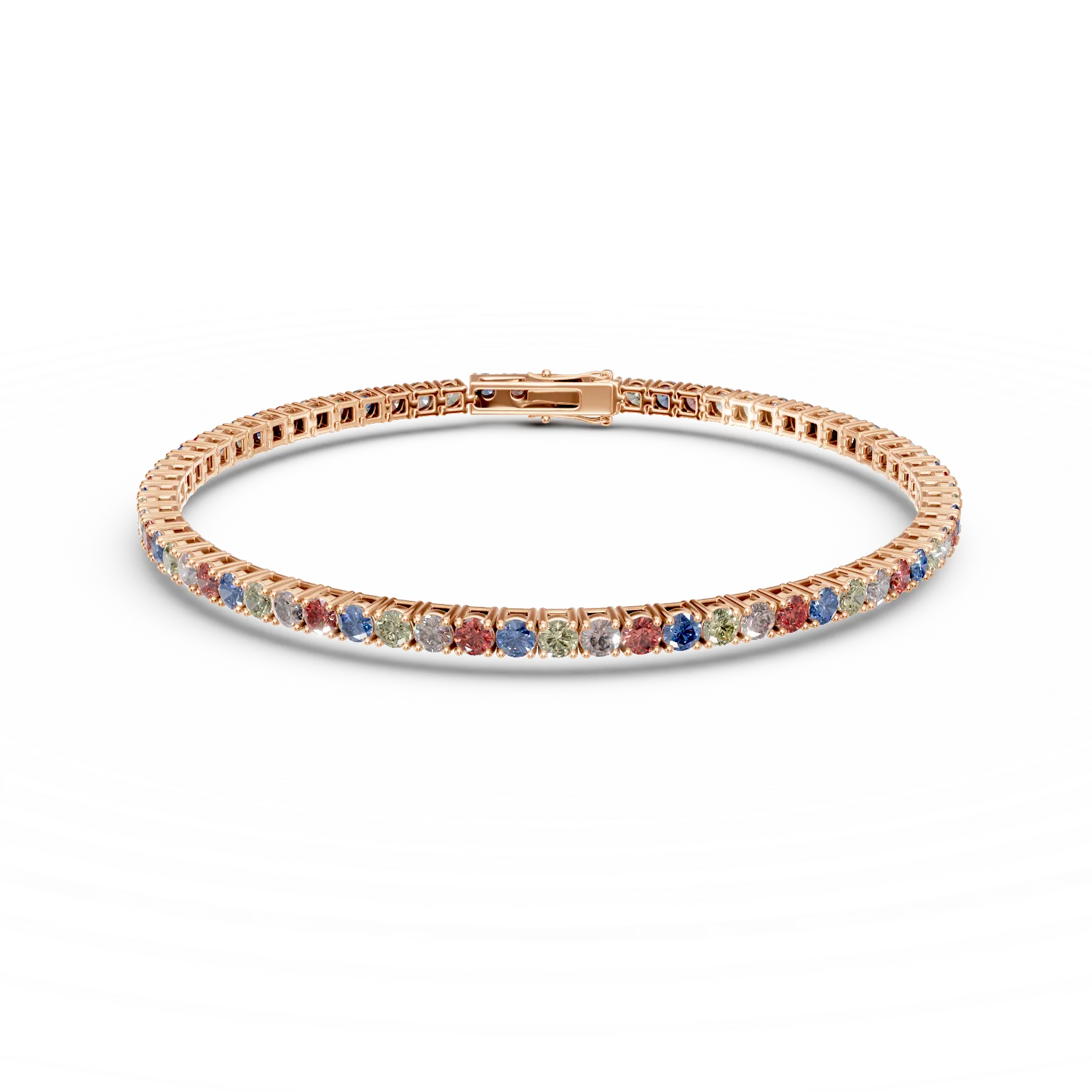 Bratara tennis din argint roz cu zirconii multicolore