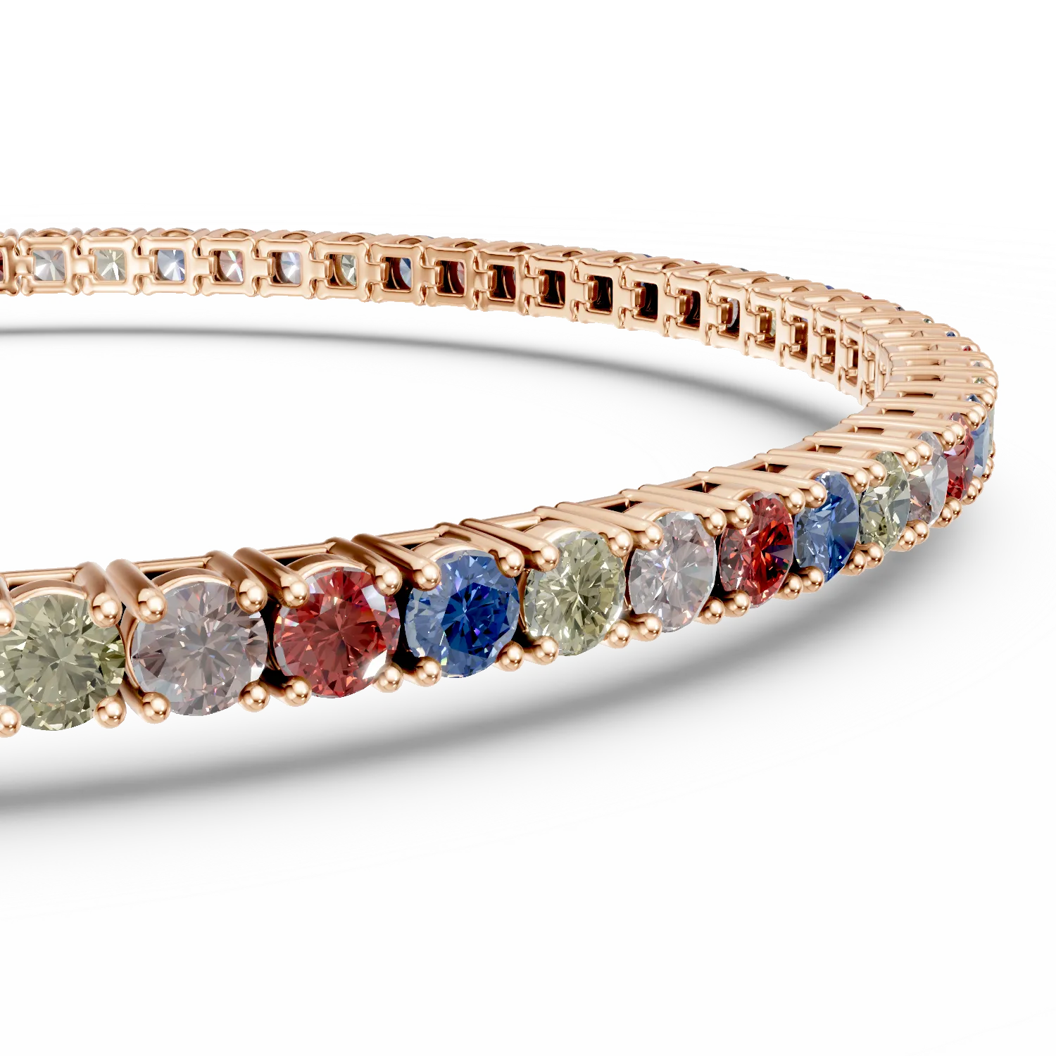 Bratara tennis din argint roz cu zirconii multicolore