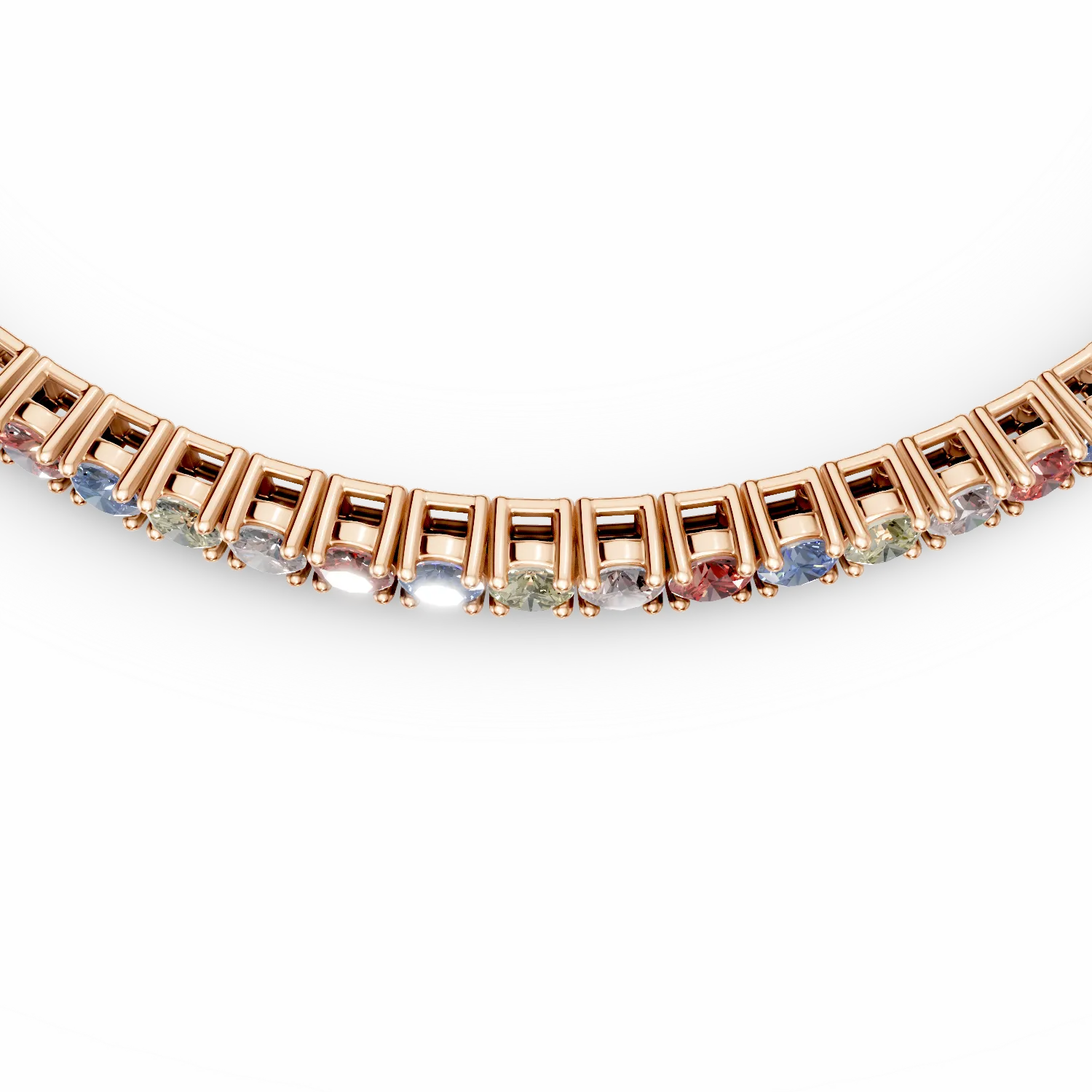 Bratara tennis din argint roz cu zirconii multicolore