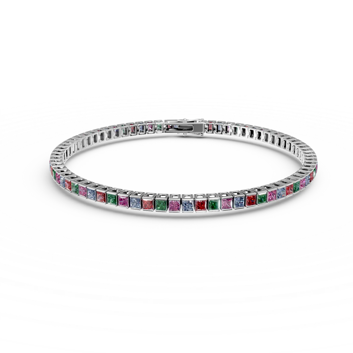 Bratara tennis din argint cu zirconii multicolore