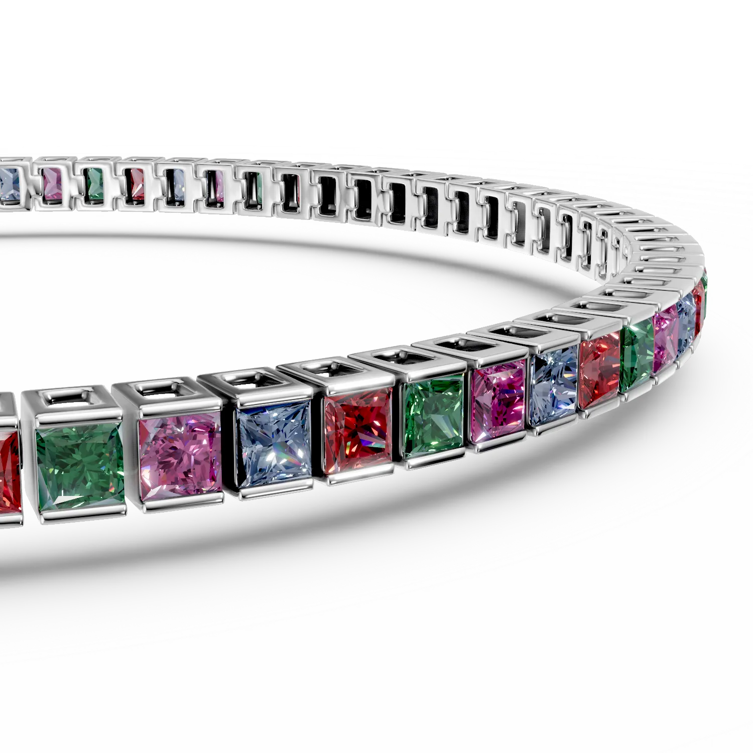 Bratara tennis din argint cu zirconii multicolore