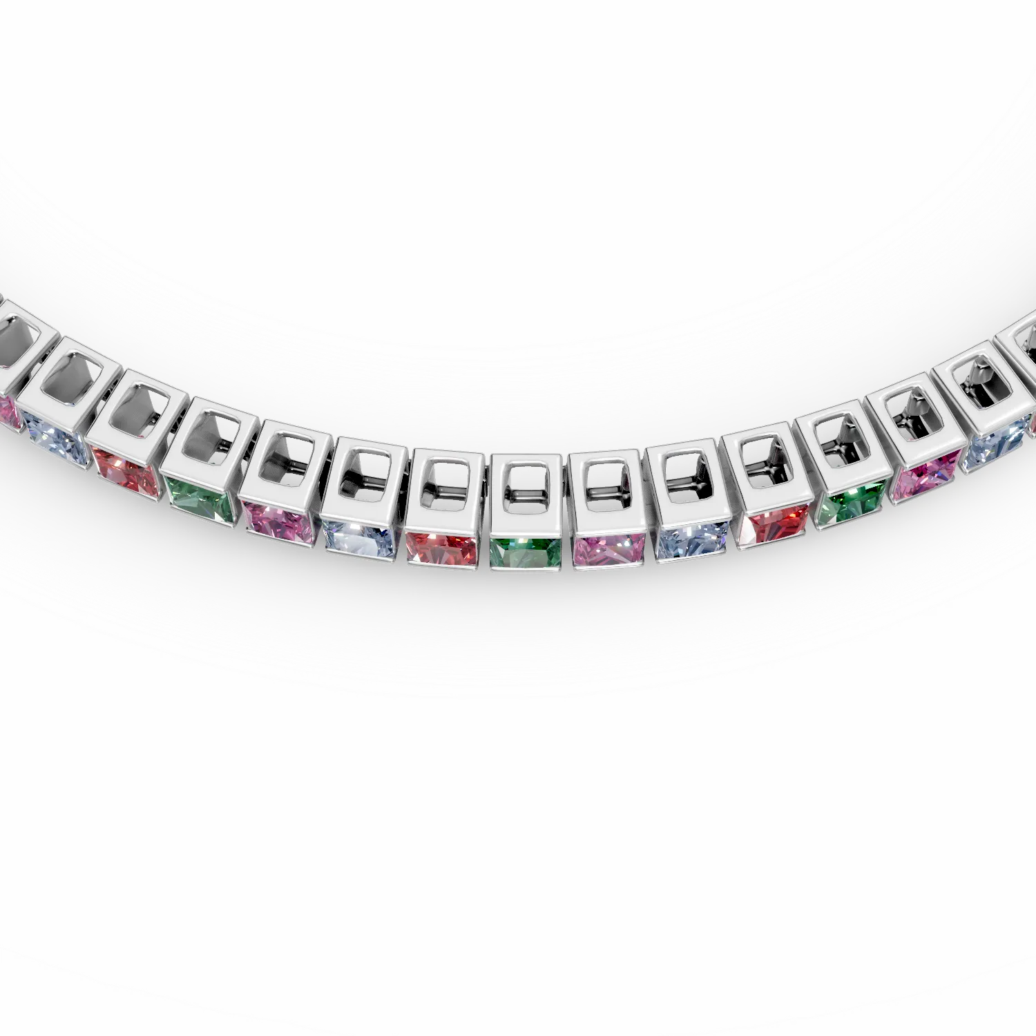 Bratara tennis din argint cu zirconii multicolore