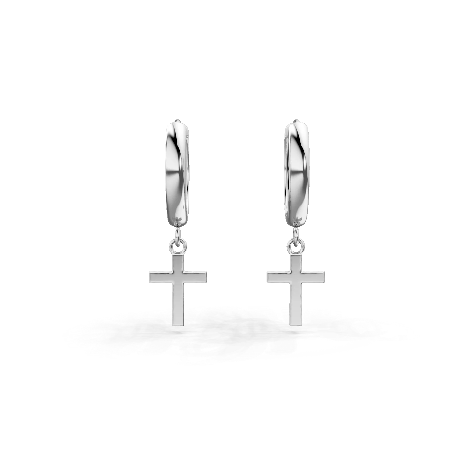 Cercei rotunzi cu cruci din aur alb