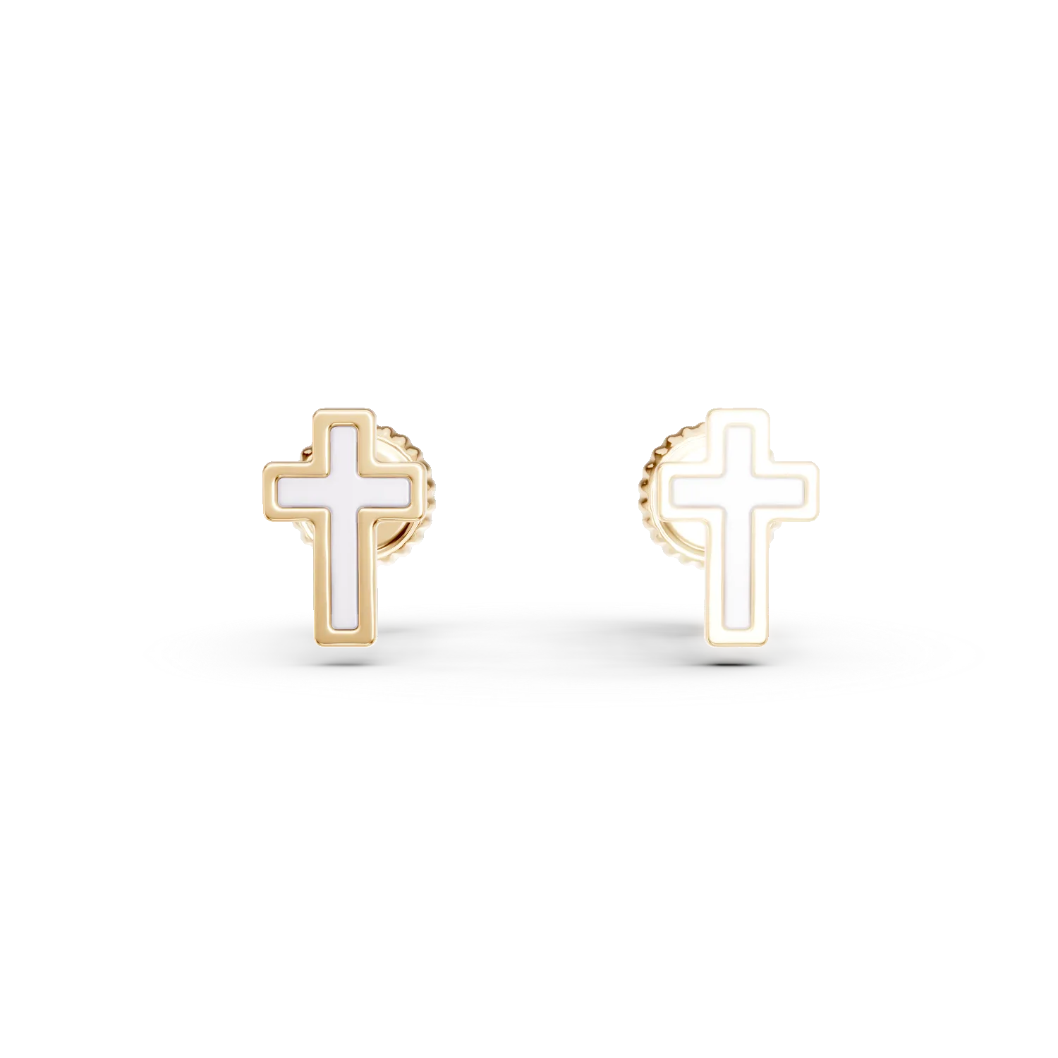 Cercei cruci din aur galben cu zirconii