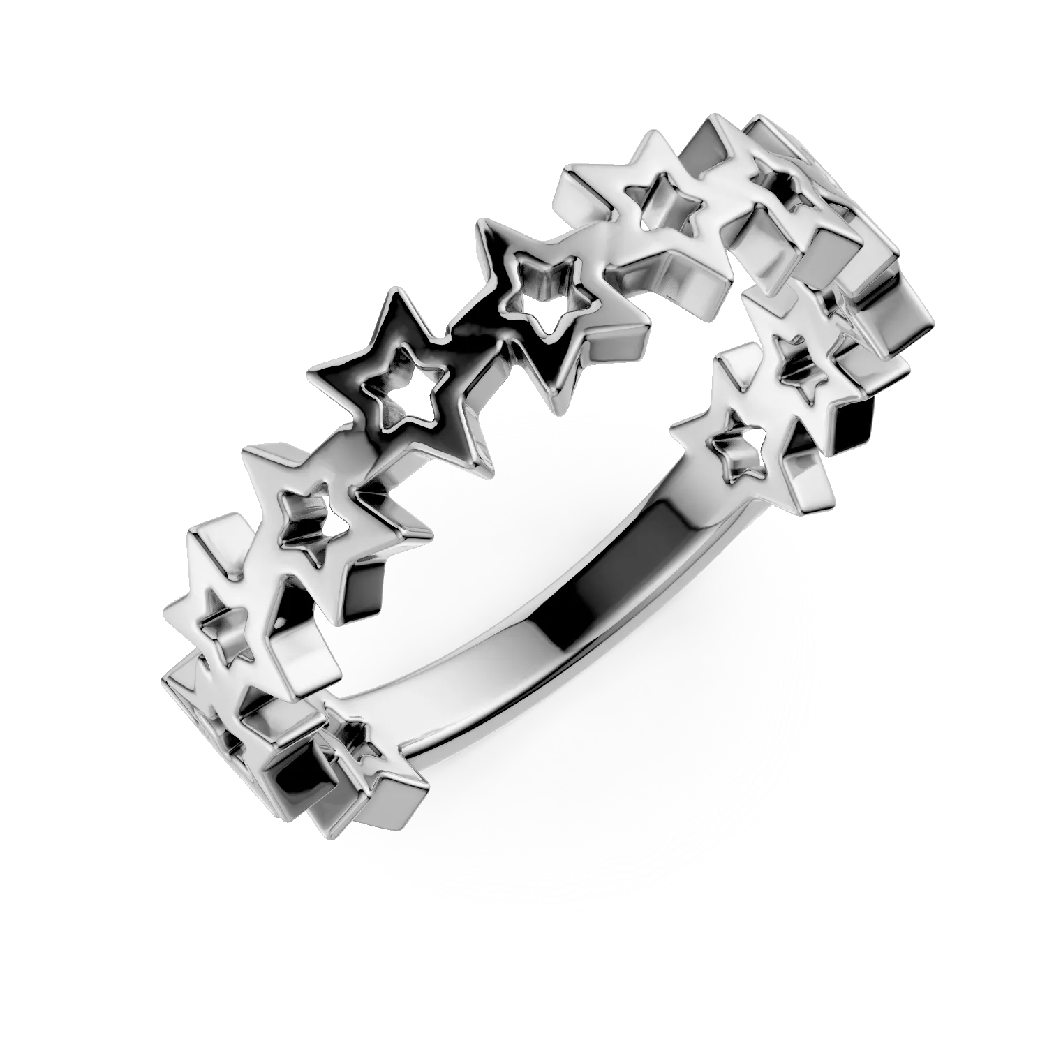 Inel cu stele din aur alb