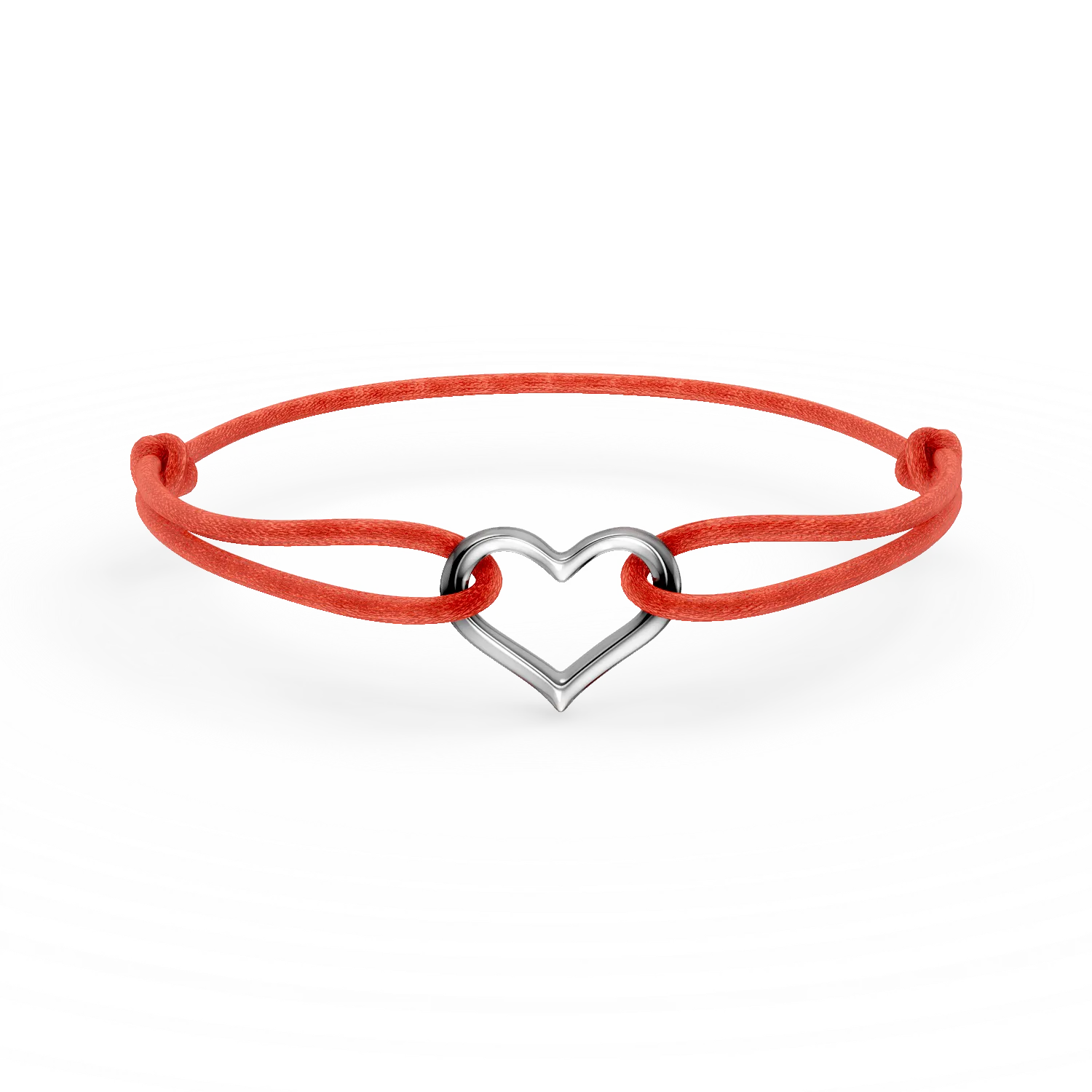 Bratara cu snur si pandantiv inima din aur alb