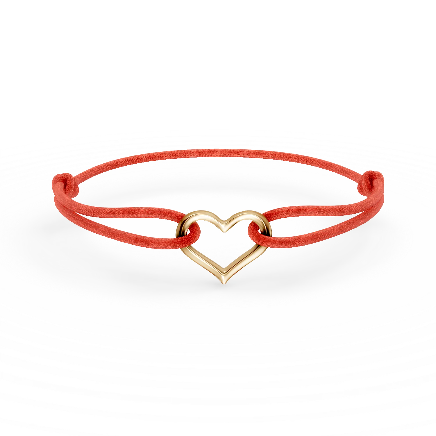 Bratara cu snur si pandantiv inima din aur galben