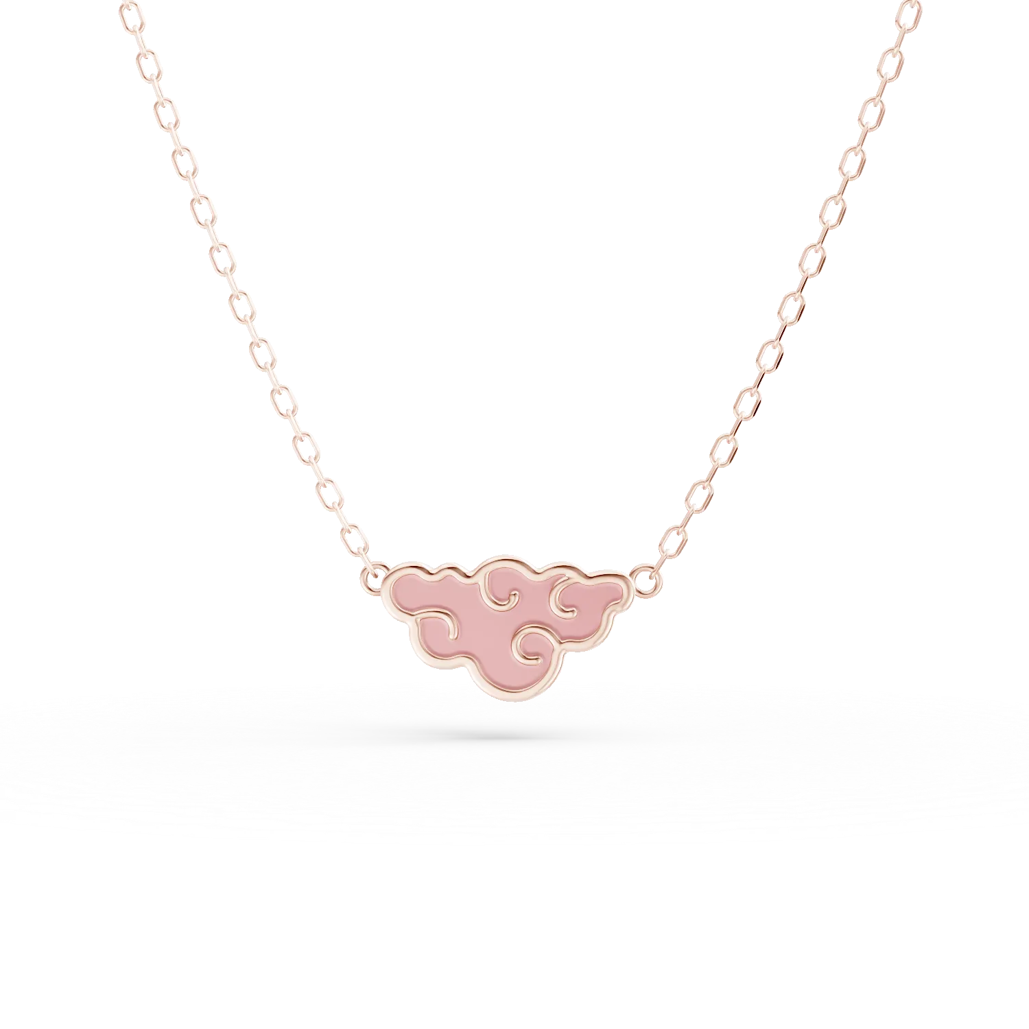 Lant cu pandantiv nor din aur roz