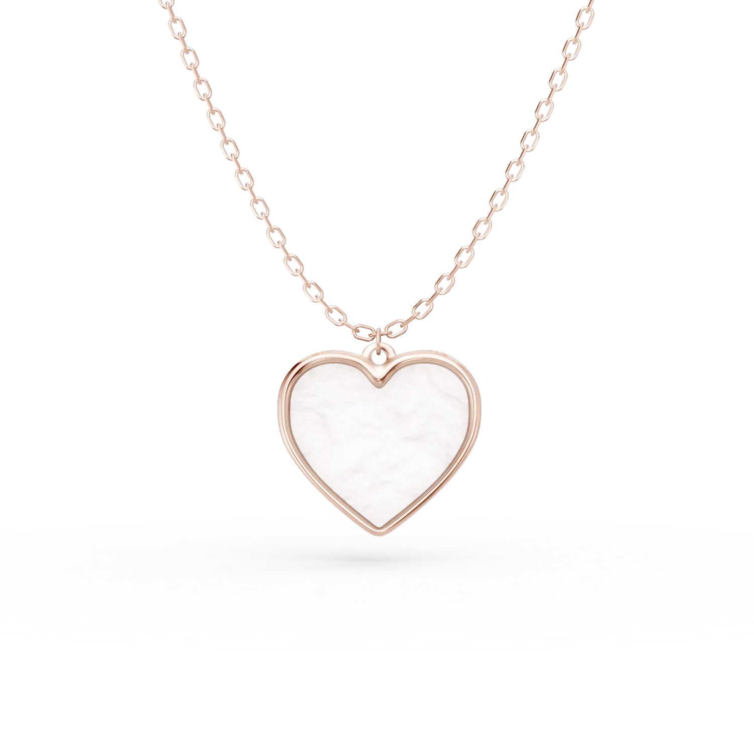 Lant cu pandantiv inima din aur roz cu zirconii