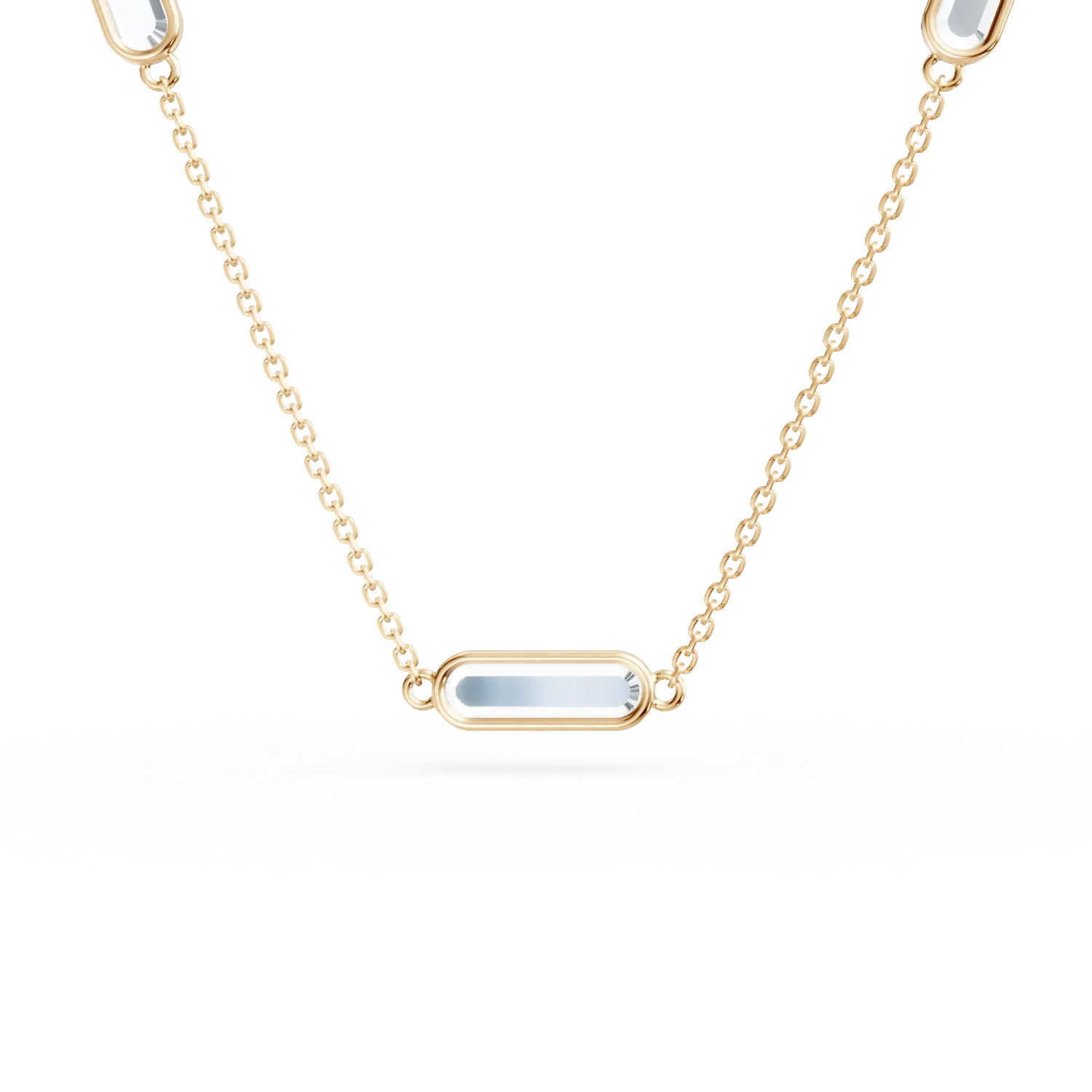 Lant cu pandantive geometrice din aur galben cu zirconii