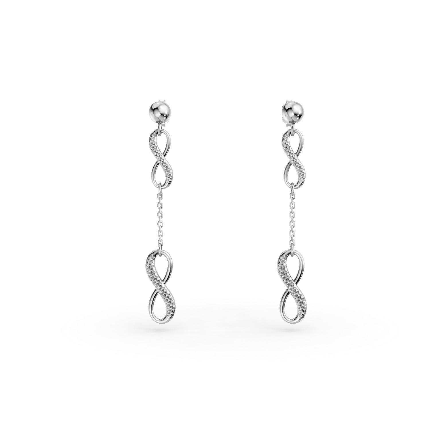 Cercei lungi cu infinit din aur alb