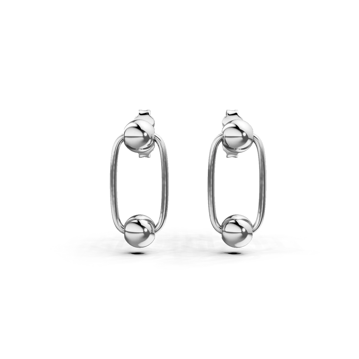 Cercei goemetrici din aur alb