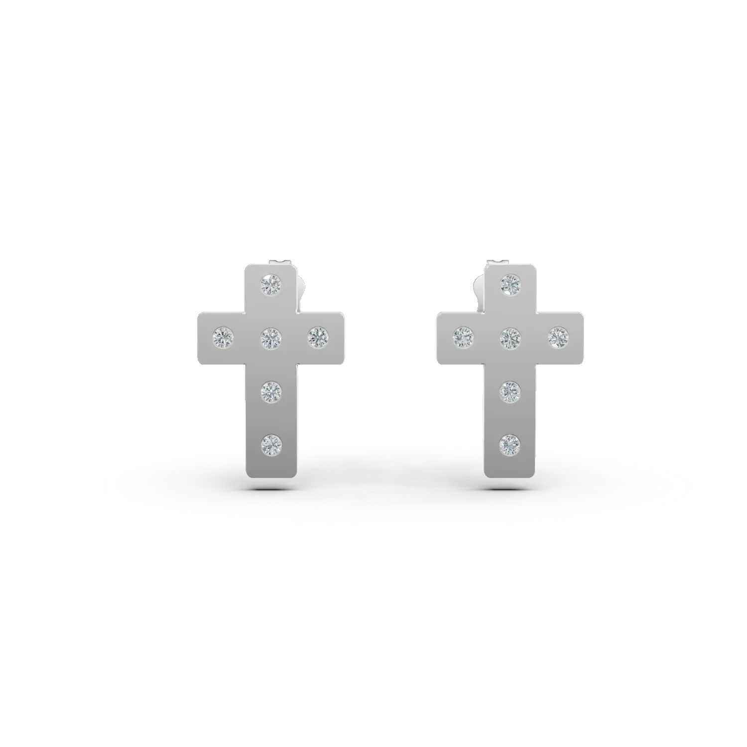 Cercei cruci din aur alb cu zirconii