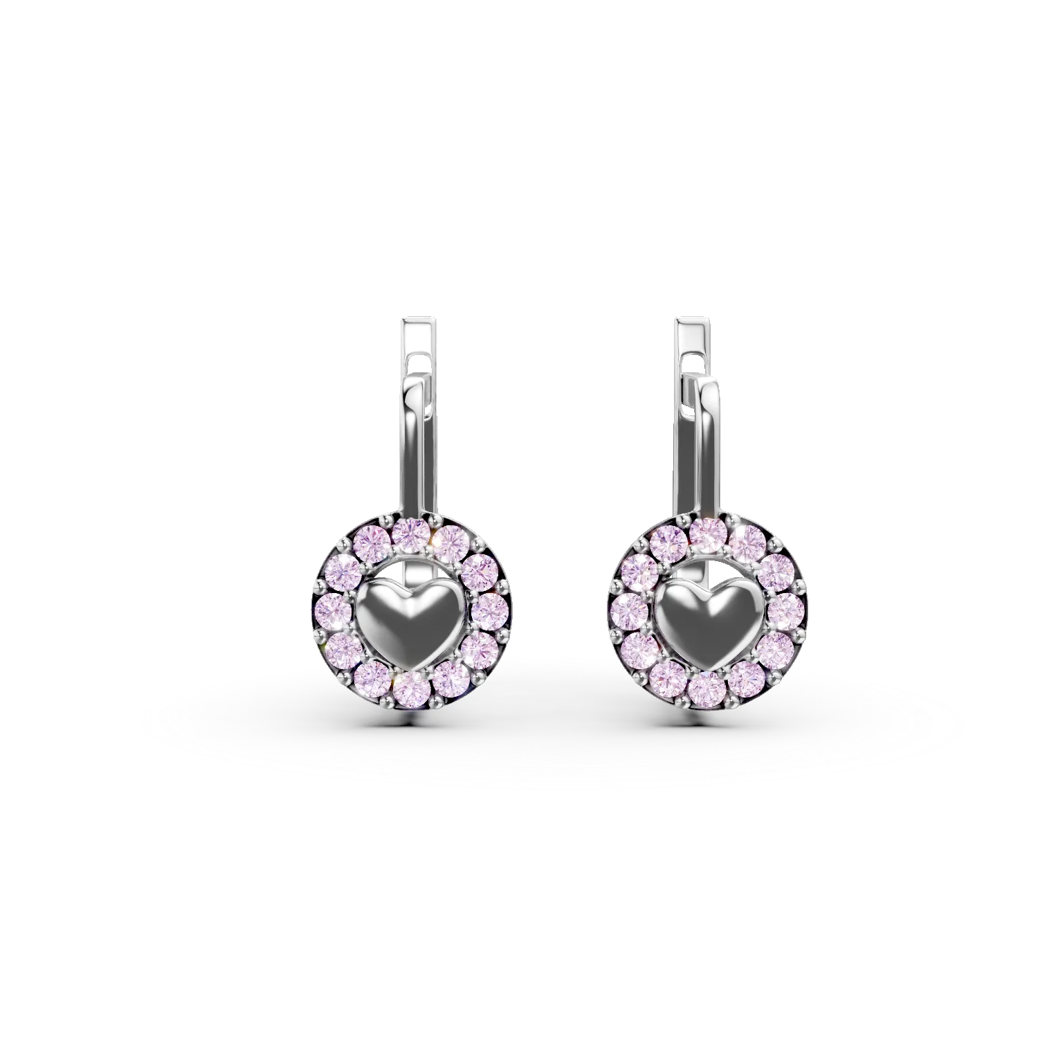 Cercei on-ear din aur alb cu zirconii