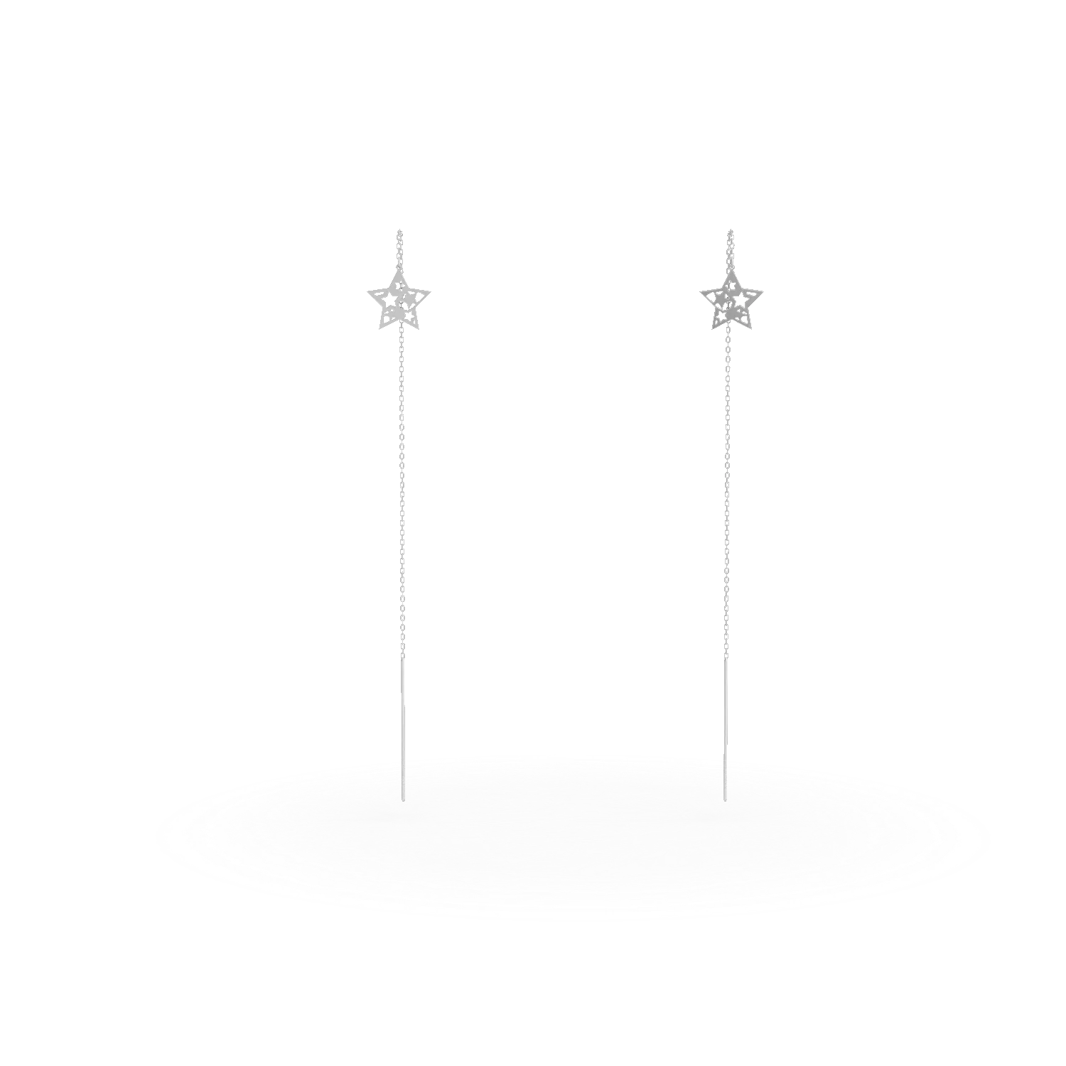 Cercei lungi cu stelute din aur alb