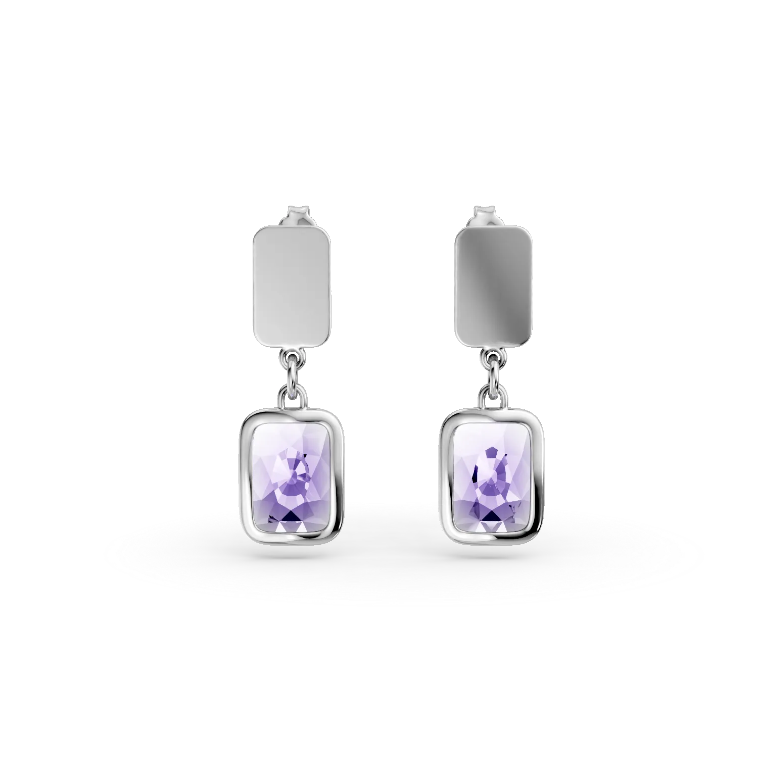 Cercei stud din aur alb cu zirconii mov