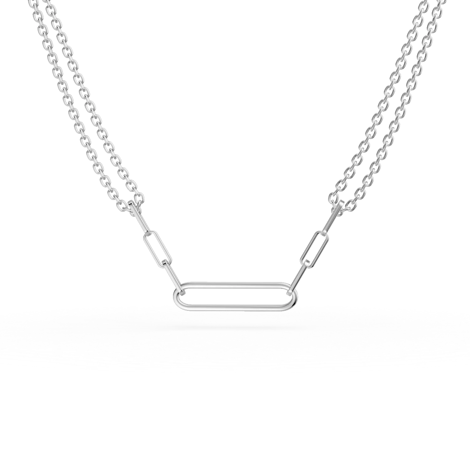 Lant cu pandantive geometrice din aur alb