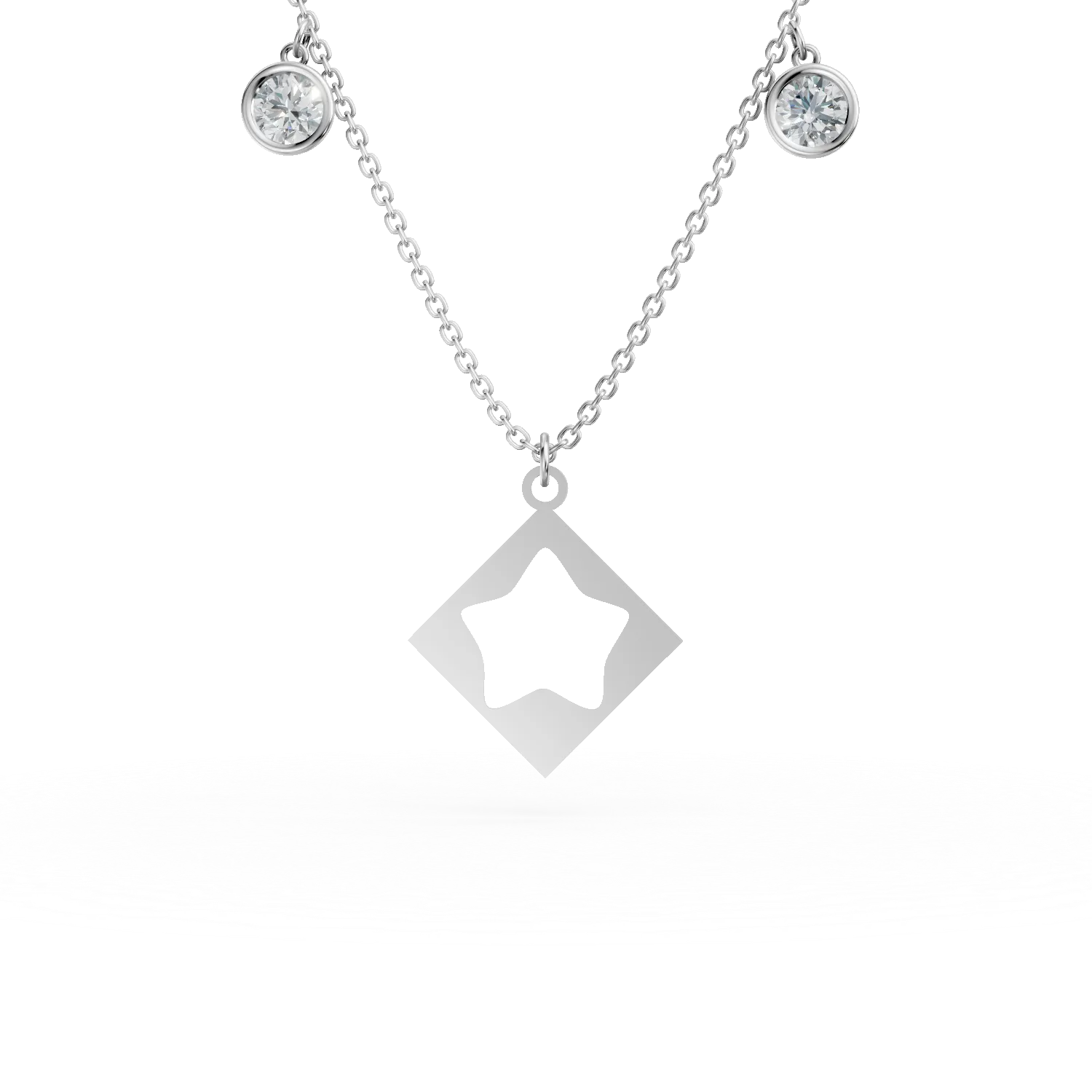 Colier cu charmuri din aur alb cu zirconii