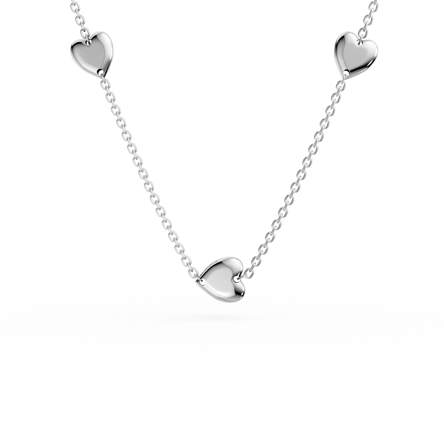 Lant cu pandantive inimi din aur alb