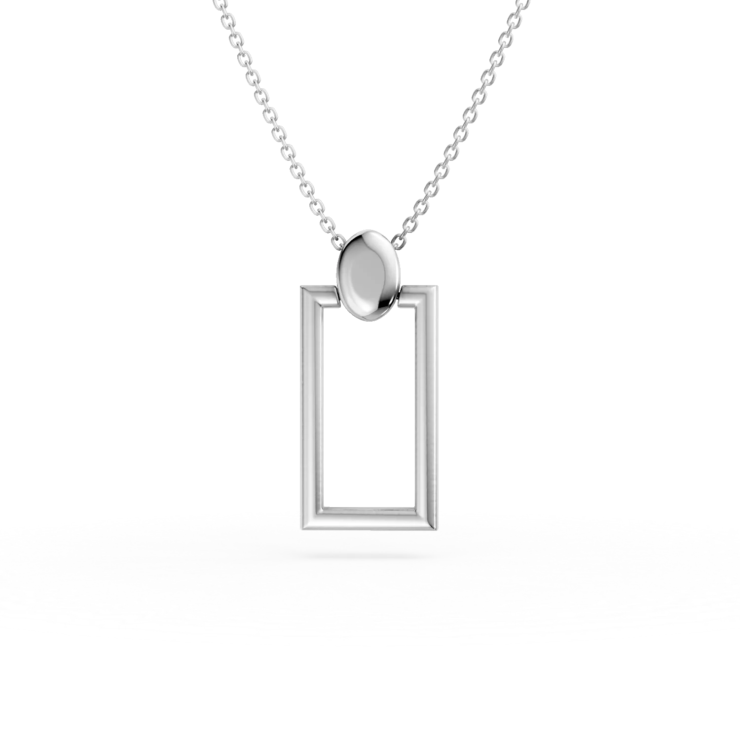 Lant cu pandantiv geometric din aur alb