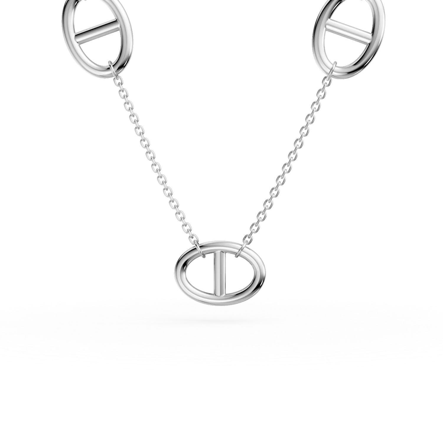 Lant cu pandantive geometrice din aur alb