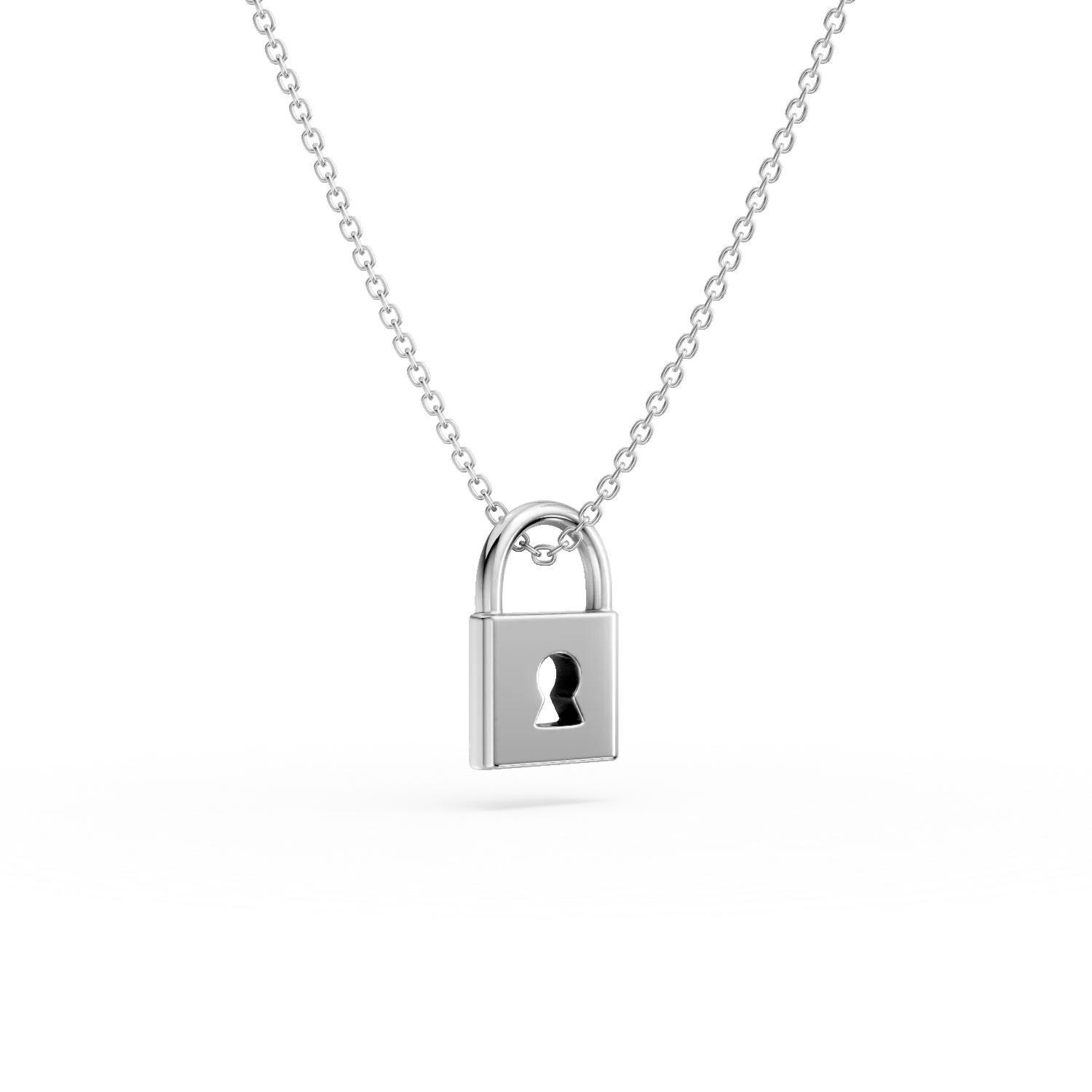 Lant cu pandantiv lacat din aur alb