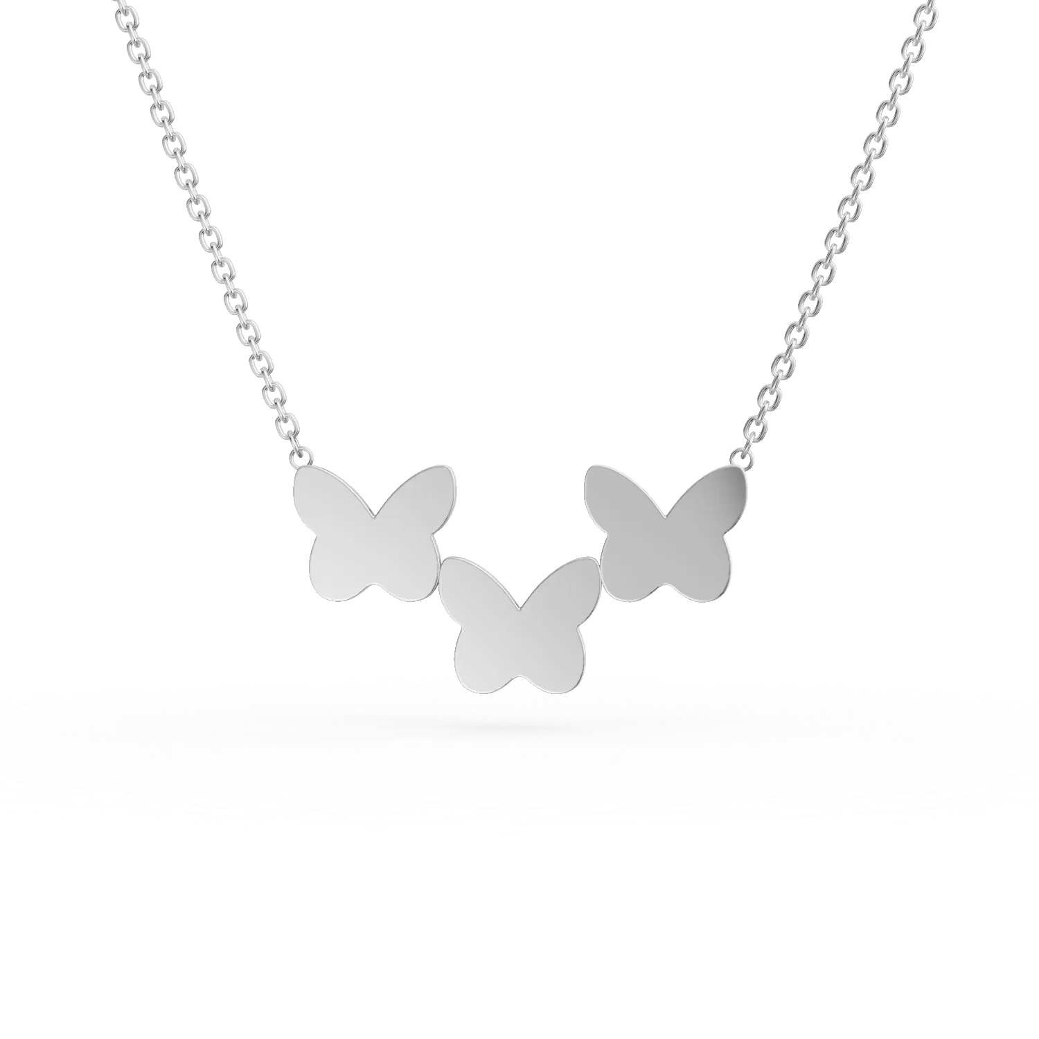 Lant cu pandantiv fluturi din aur alb