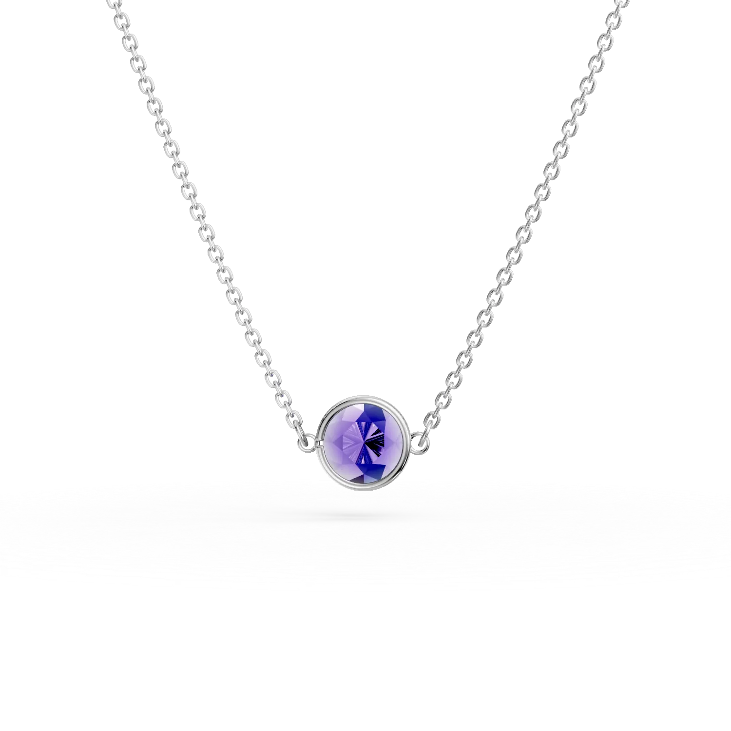 Colier cu charmuri minimaliste din aur alb cu zirconii multicolore