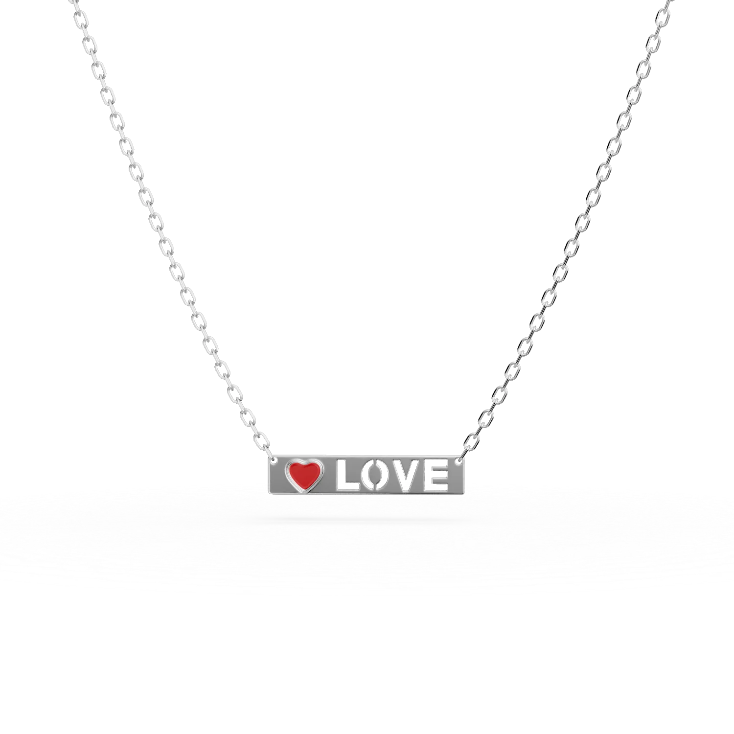 Lant cu pandantiv LOVE din aur alb