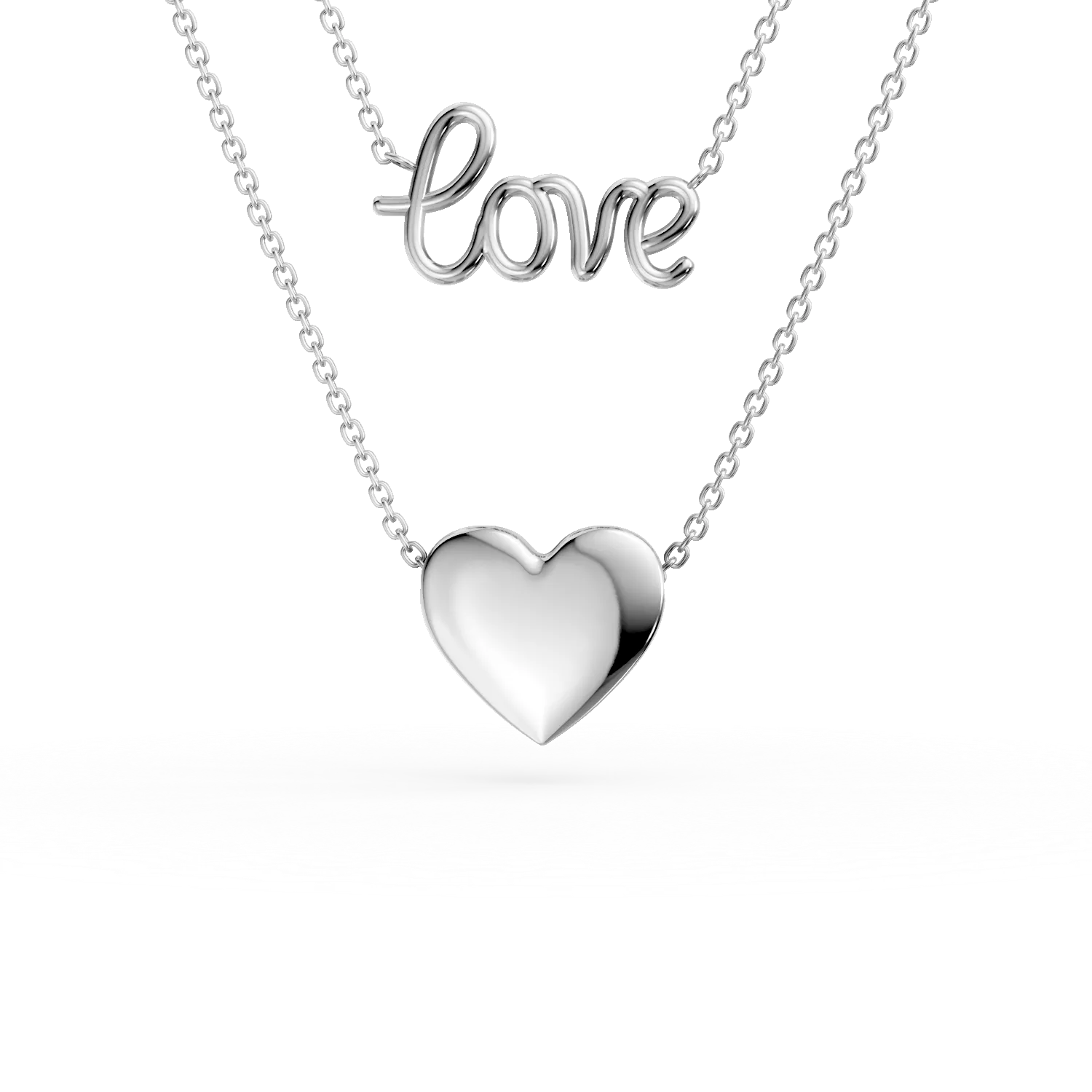 Lant cu pandantiv inima din aur alb