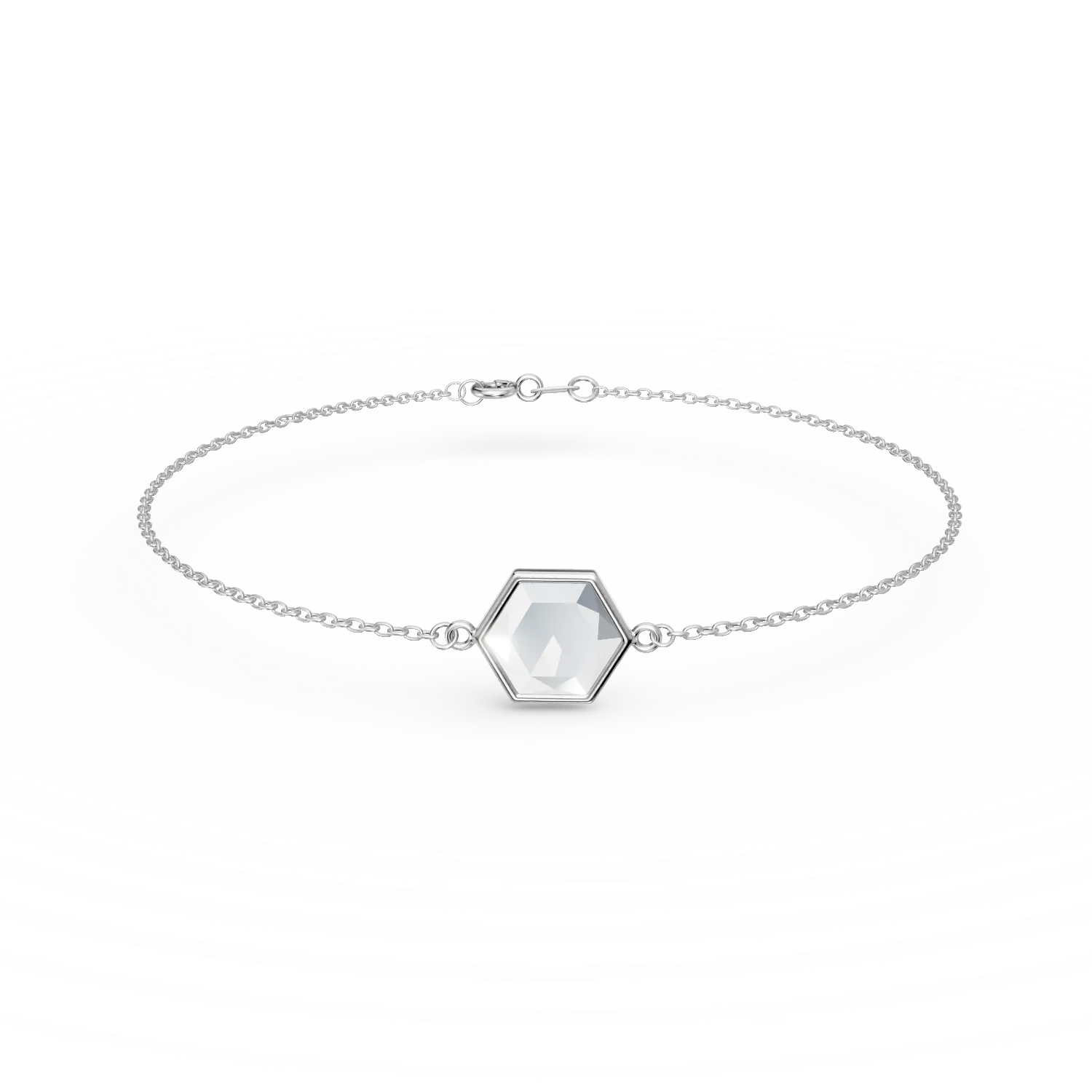 Bratara minimalista din aur alb cu zirconia mov solitaire