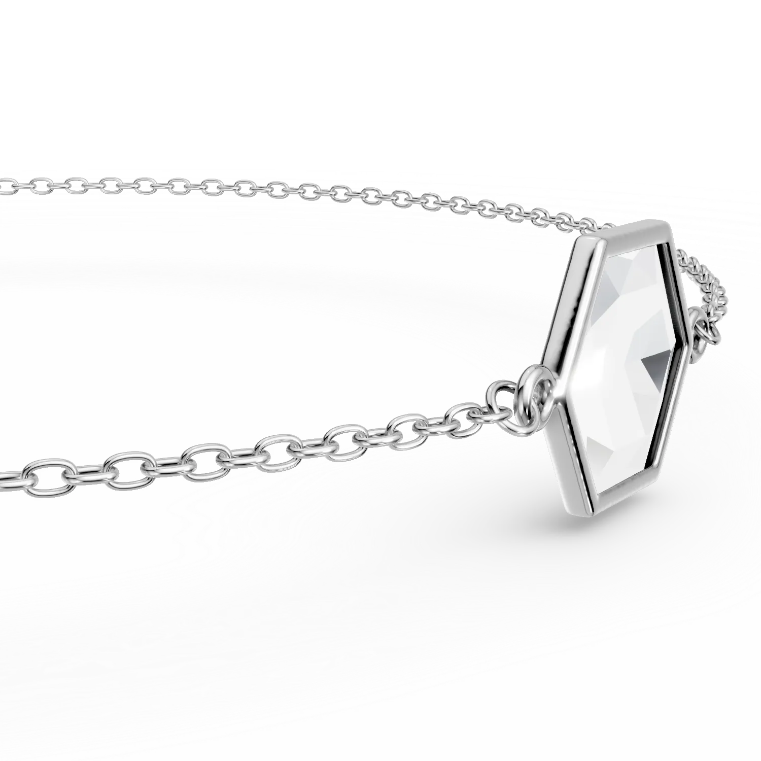 Bratara minimalista din aur alb cu zirconia mov solitaire