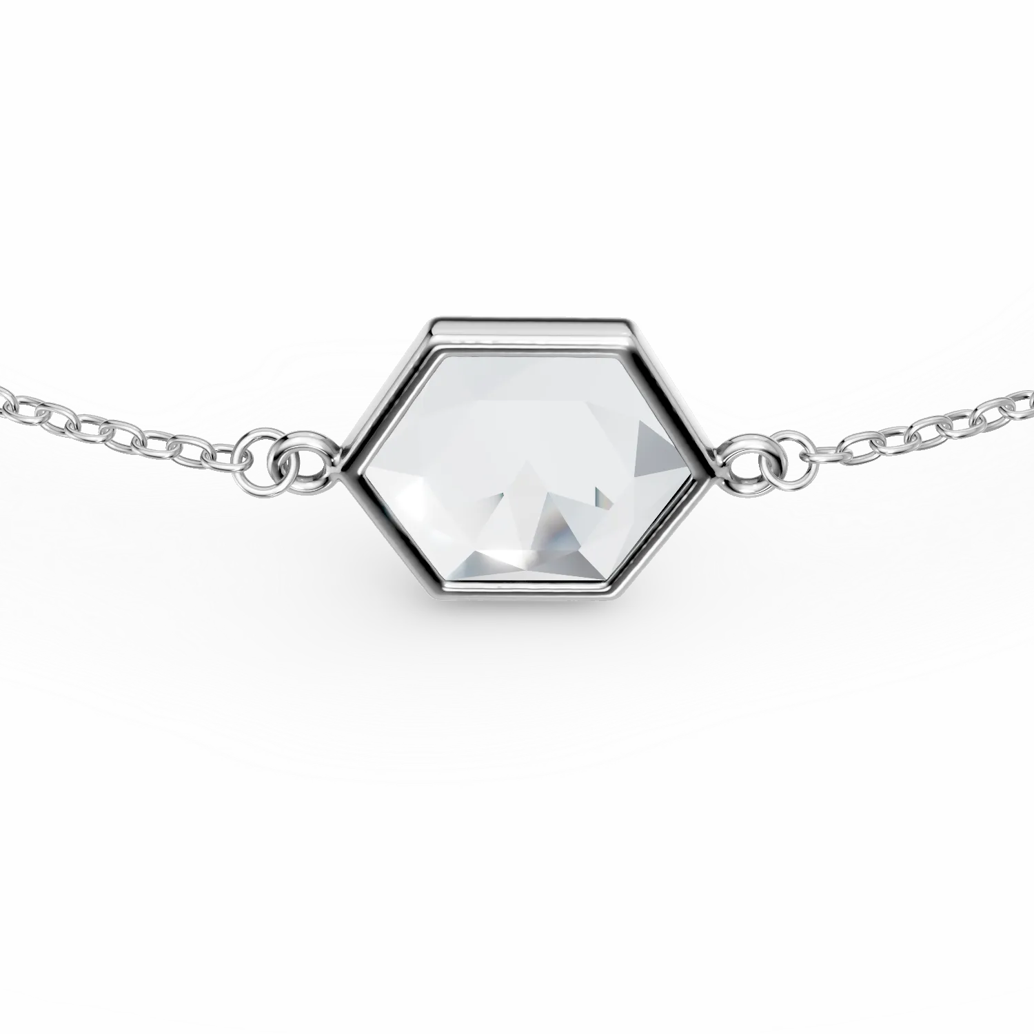 Bratara minimalista din aur alb cu zirconia mov solitaire