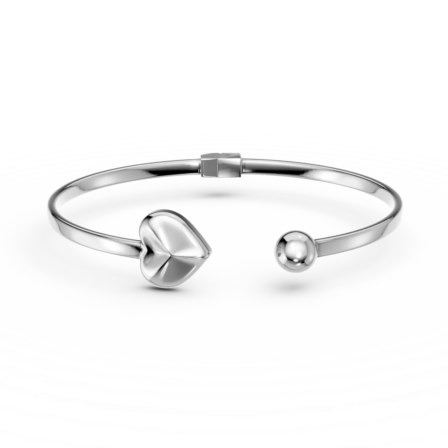 Bratara deschisa din aur alb cu inima