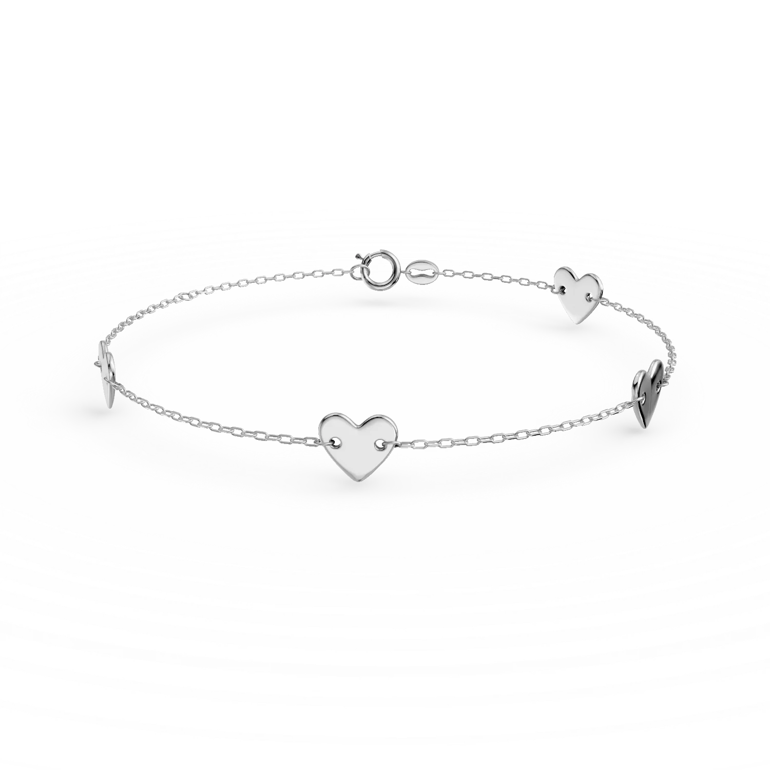 Bratara cu pandantive inimi din aur alb