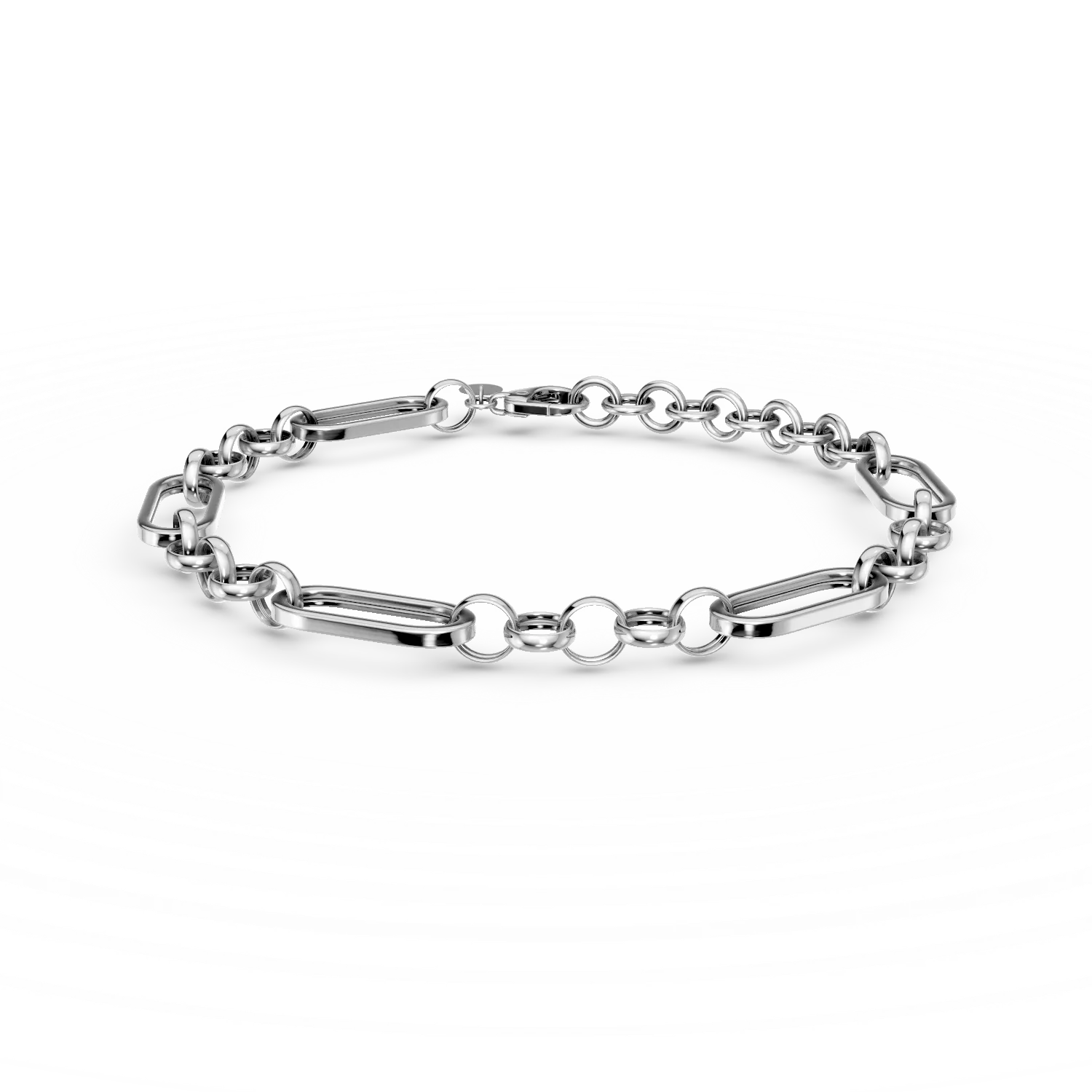 Bratara cu pandantive geometrice din aur alb